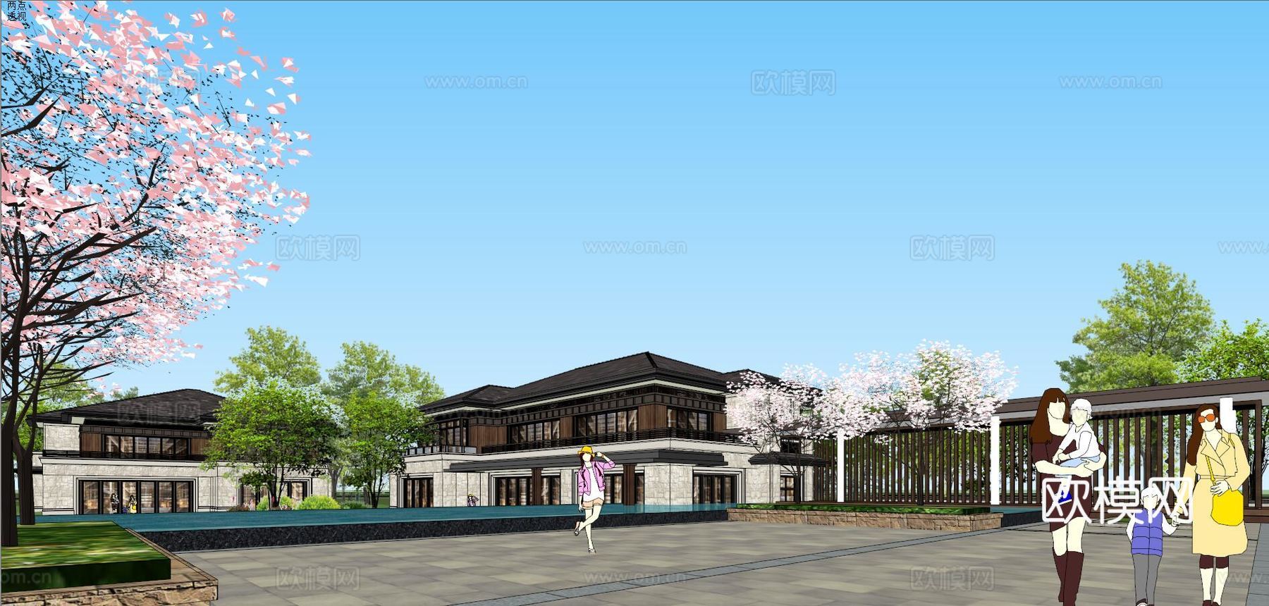 华夏霸州温泉酒店su模型
