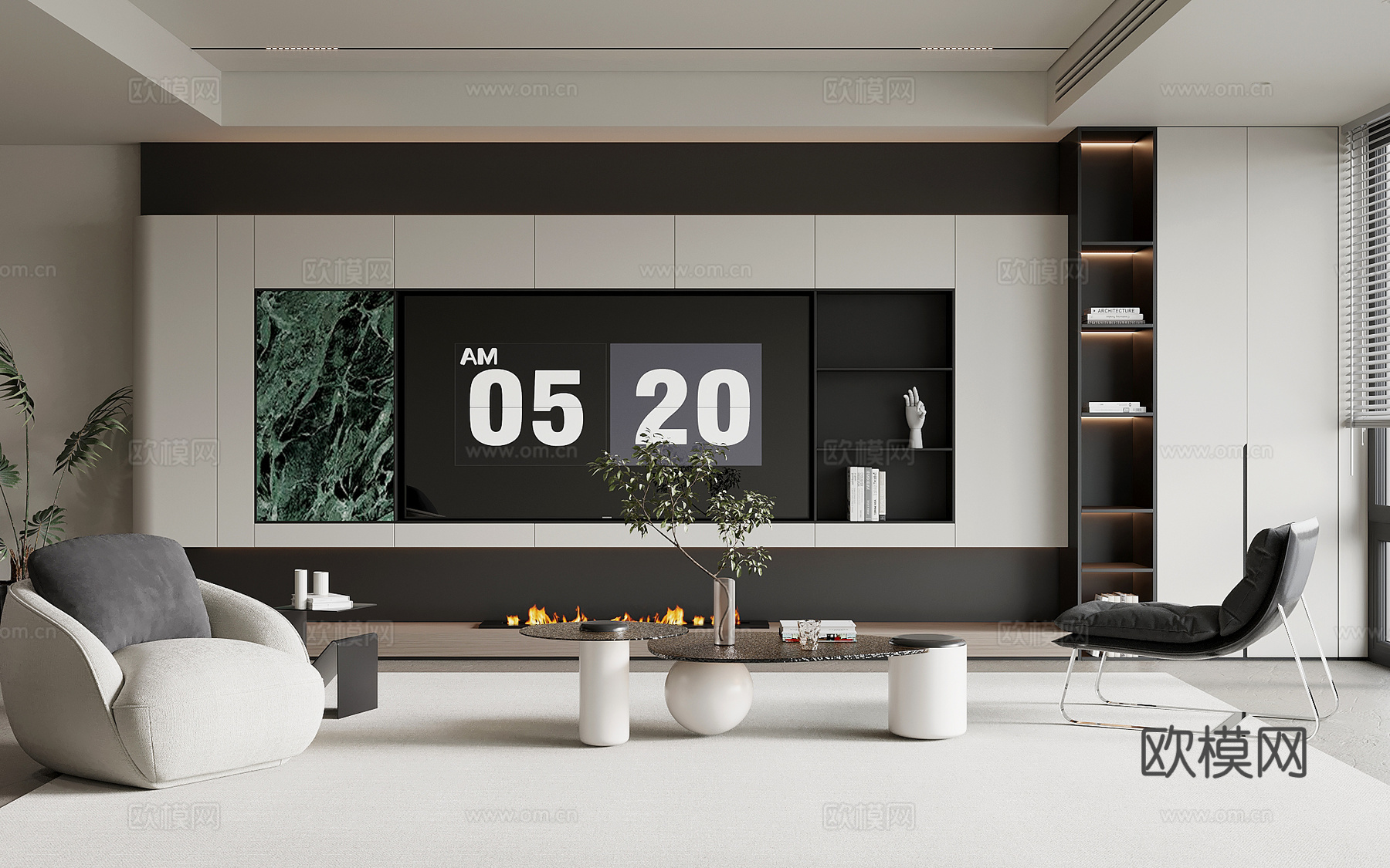 客厅 现代极简客厅 电视背景墙 沙发组合3d模型