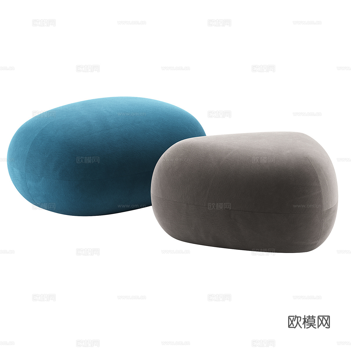 现代奶油风布艺沙发凳3d模型