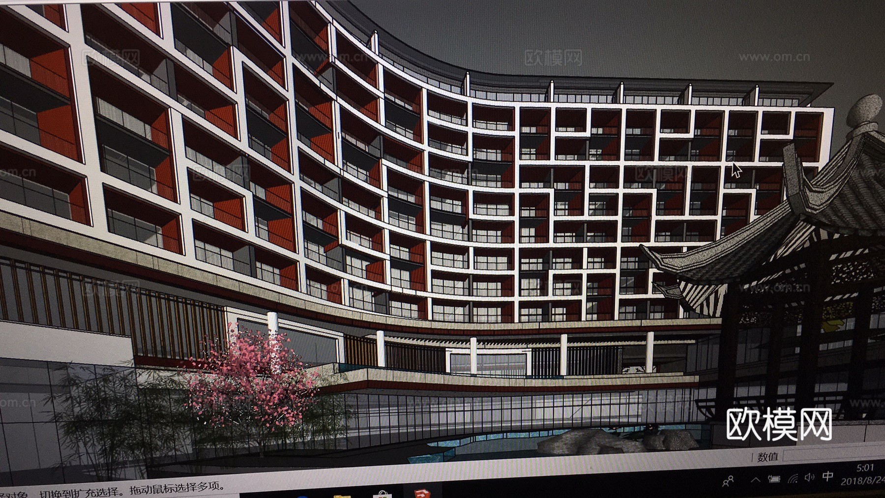 公建金鸡湖(园林布置）景观酒店su模型