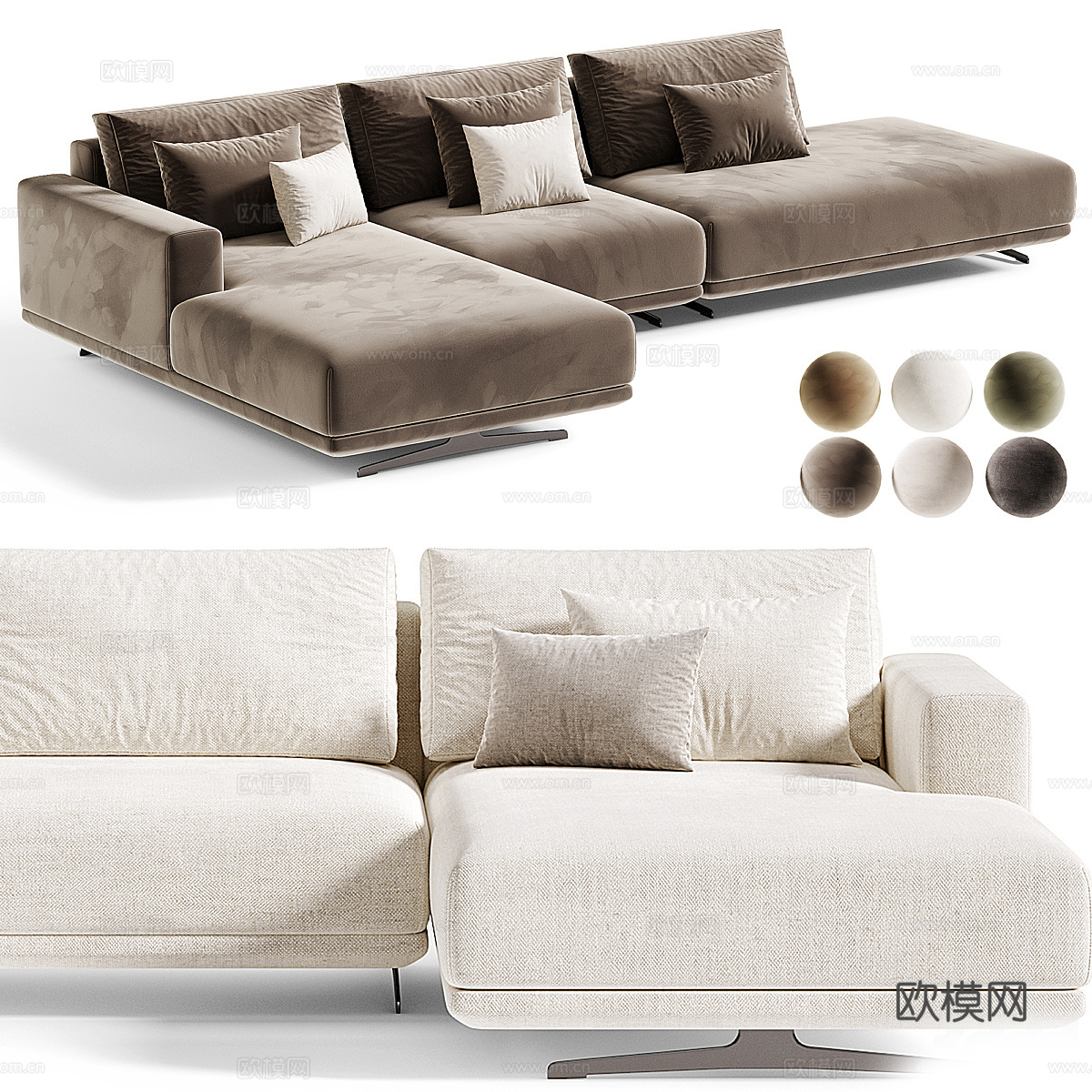现代意式奶油风 ZILLIS 组合沙发3d模型