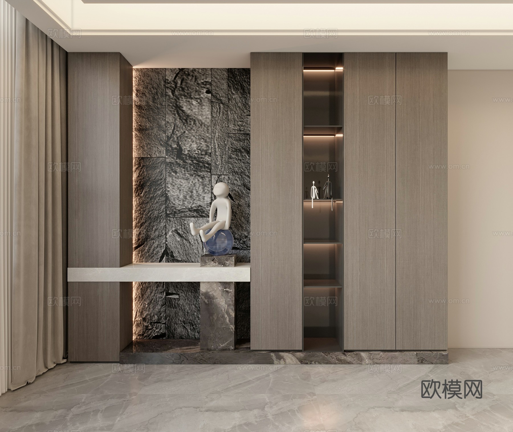现代意式鞋柜3d模型