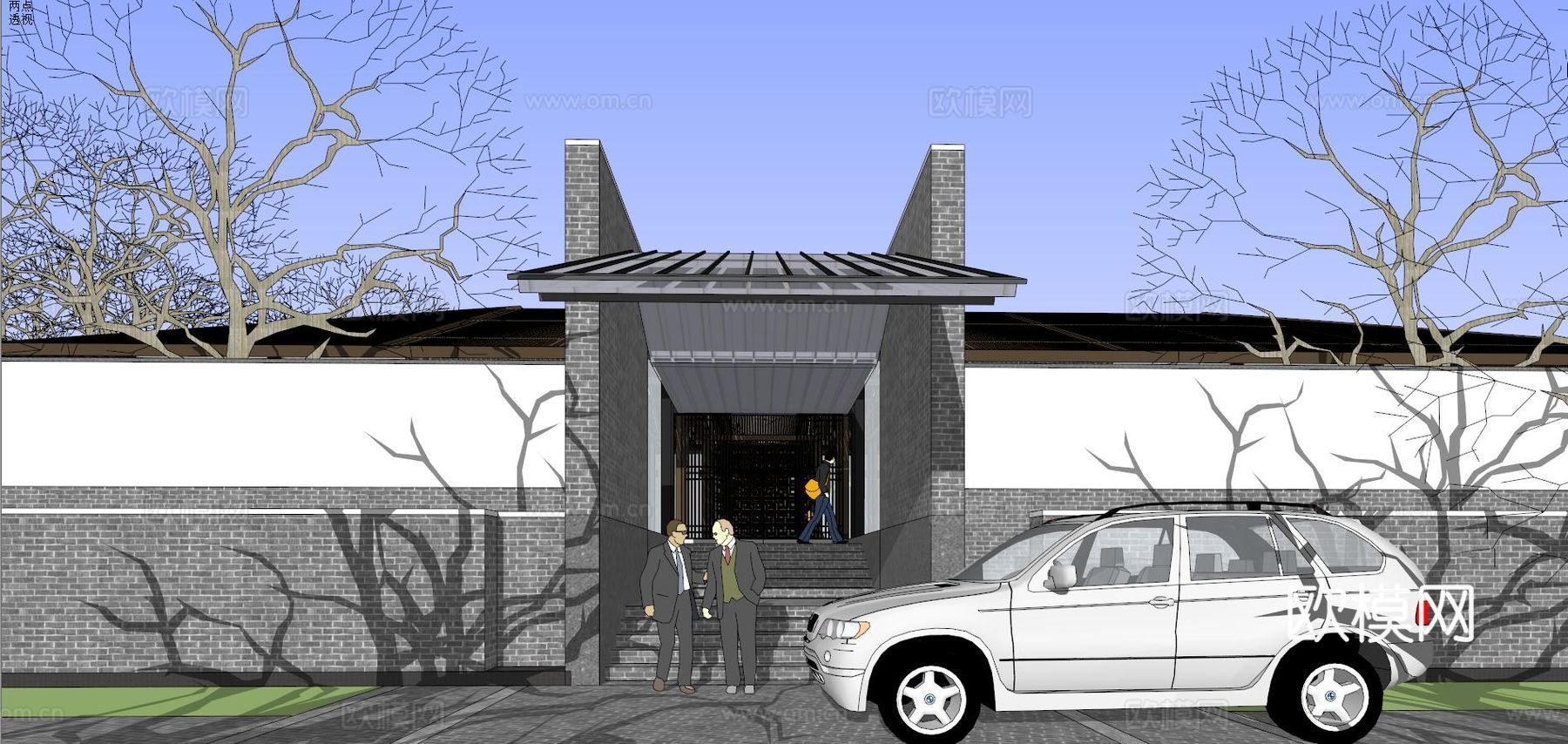 万科棠樾居住区会所 中式su模型