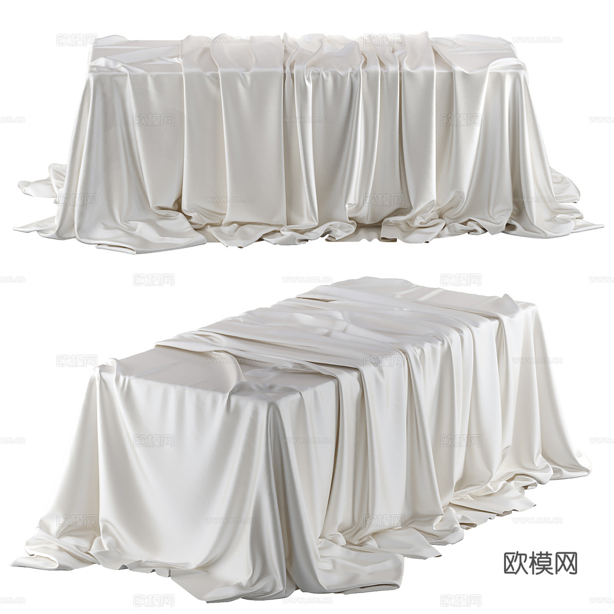 现代褶皱桌布3d模型