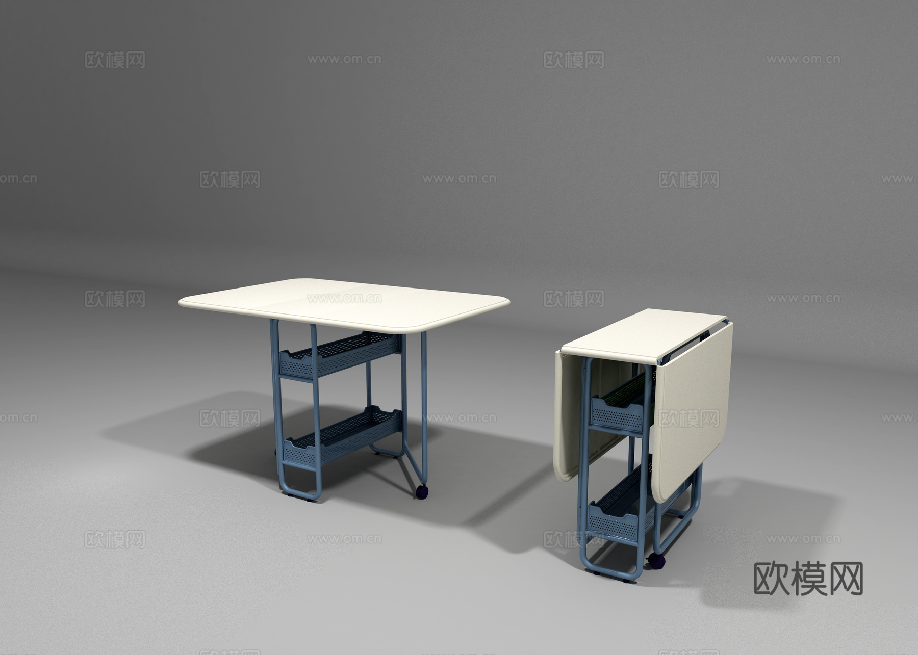 现代塑料铁艺折叠餐桌3d模型
