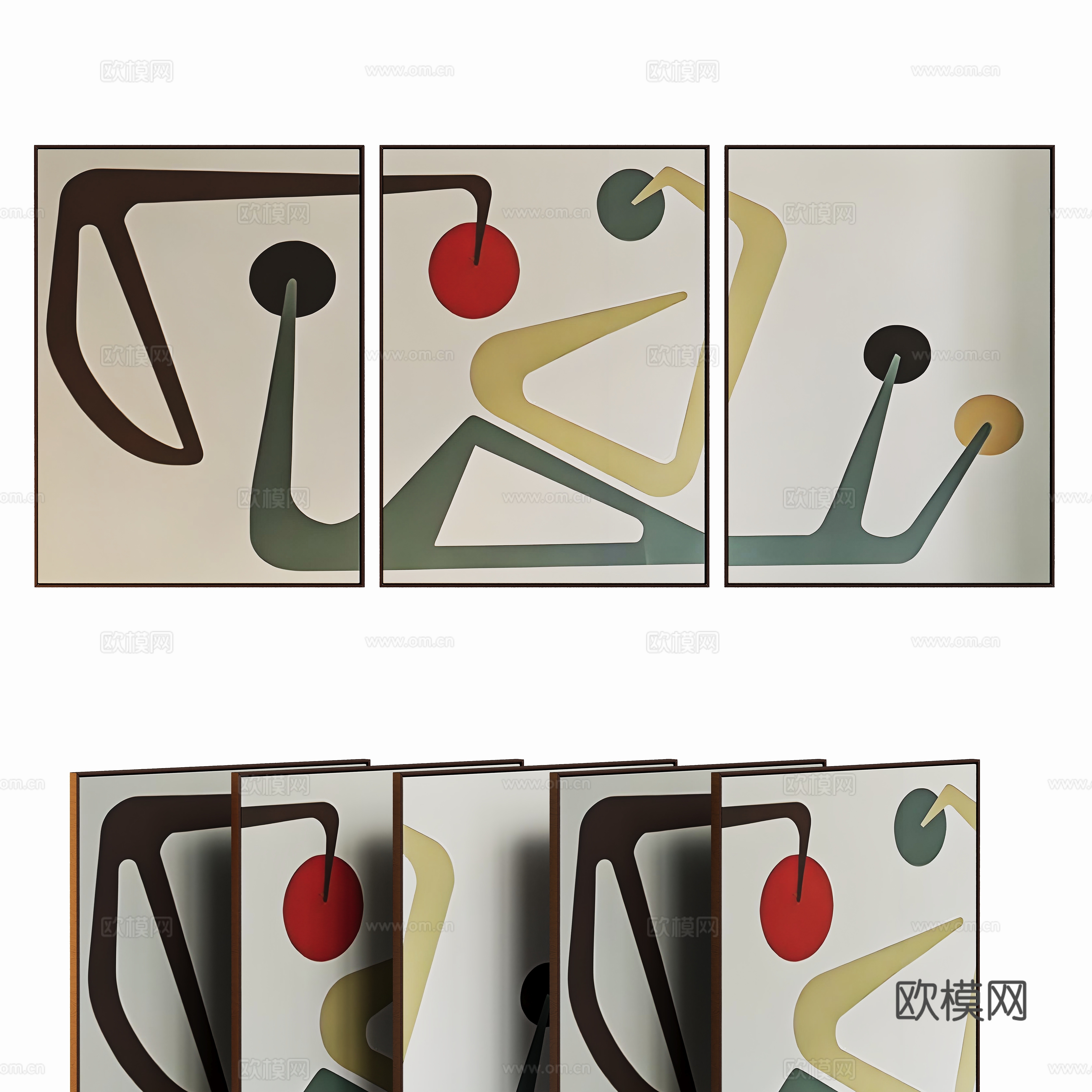 现代艺术装饰挂画su模型
