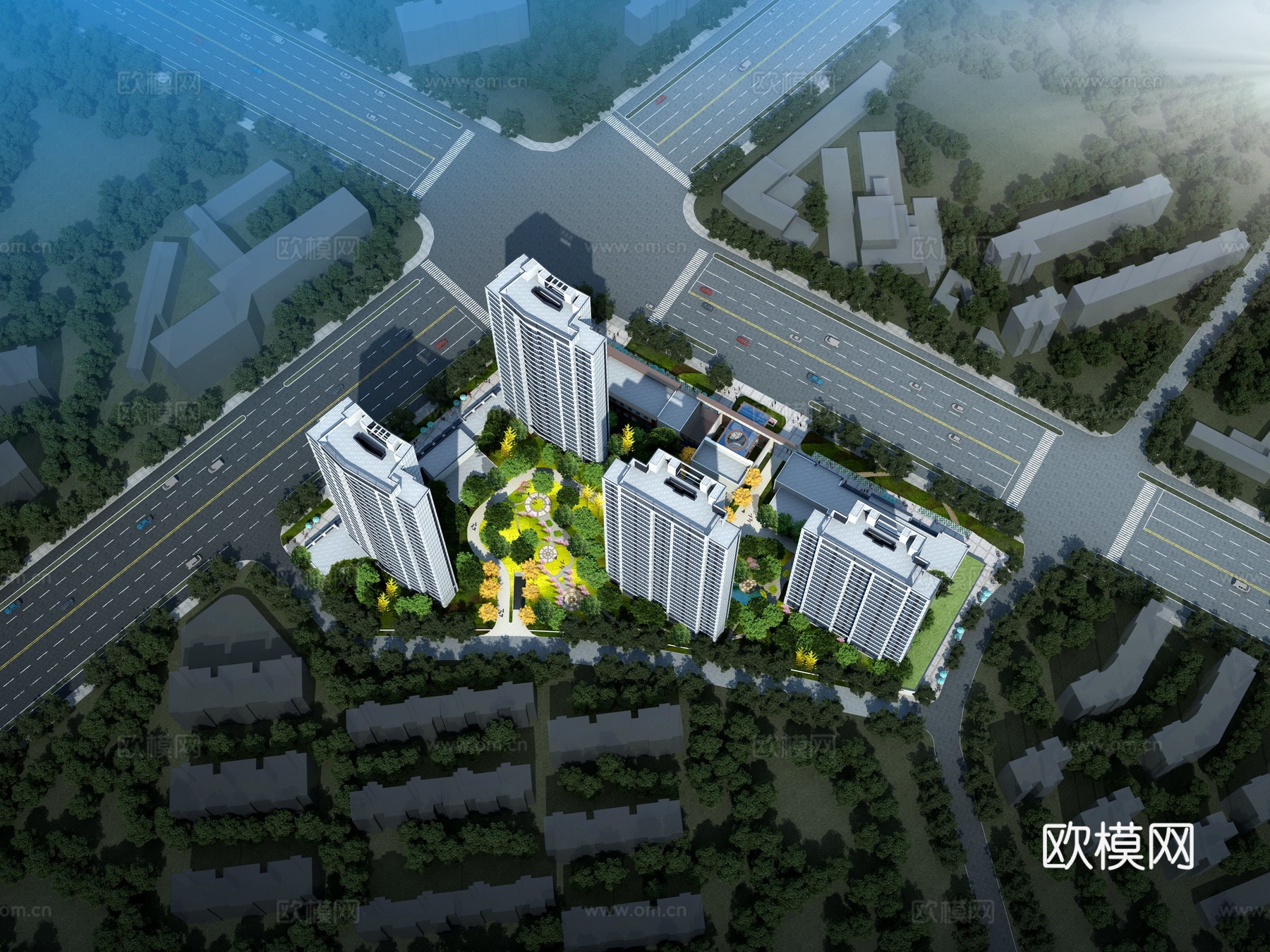 住宅小区鸟瞰3d模型