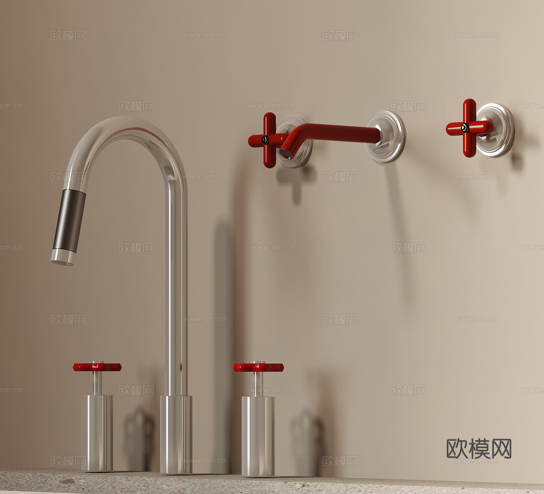 水龙头 现代水龙头 墙排水龙头 多巴胺水龙头su模型