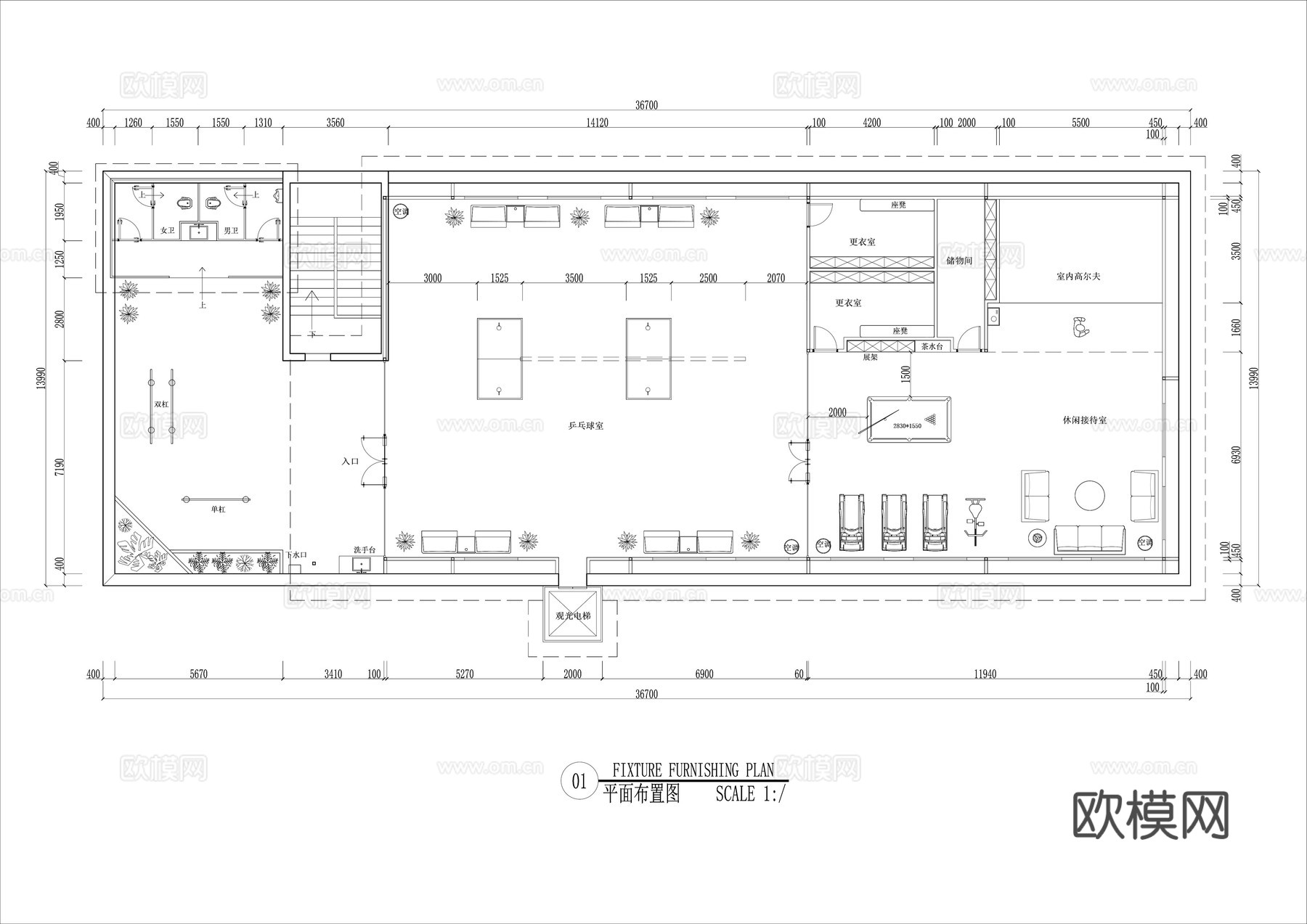 活动室平面图cad施工图