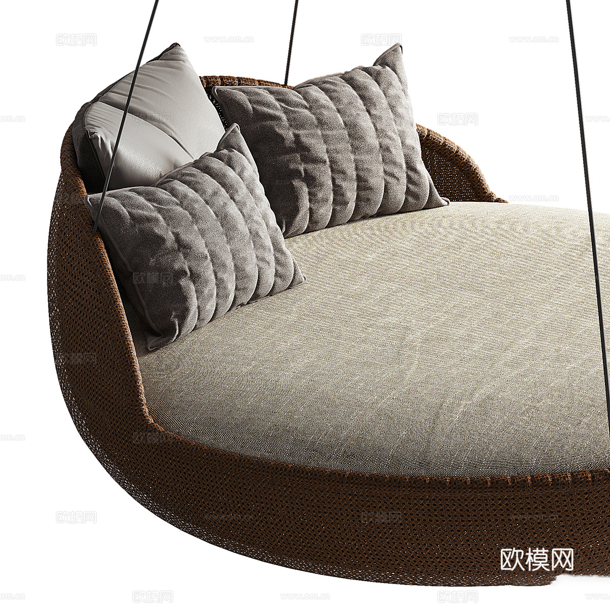 新中式藤编吊椅 秋千椅 吊床3d模型