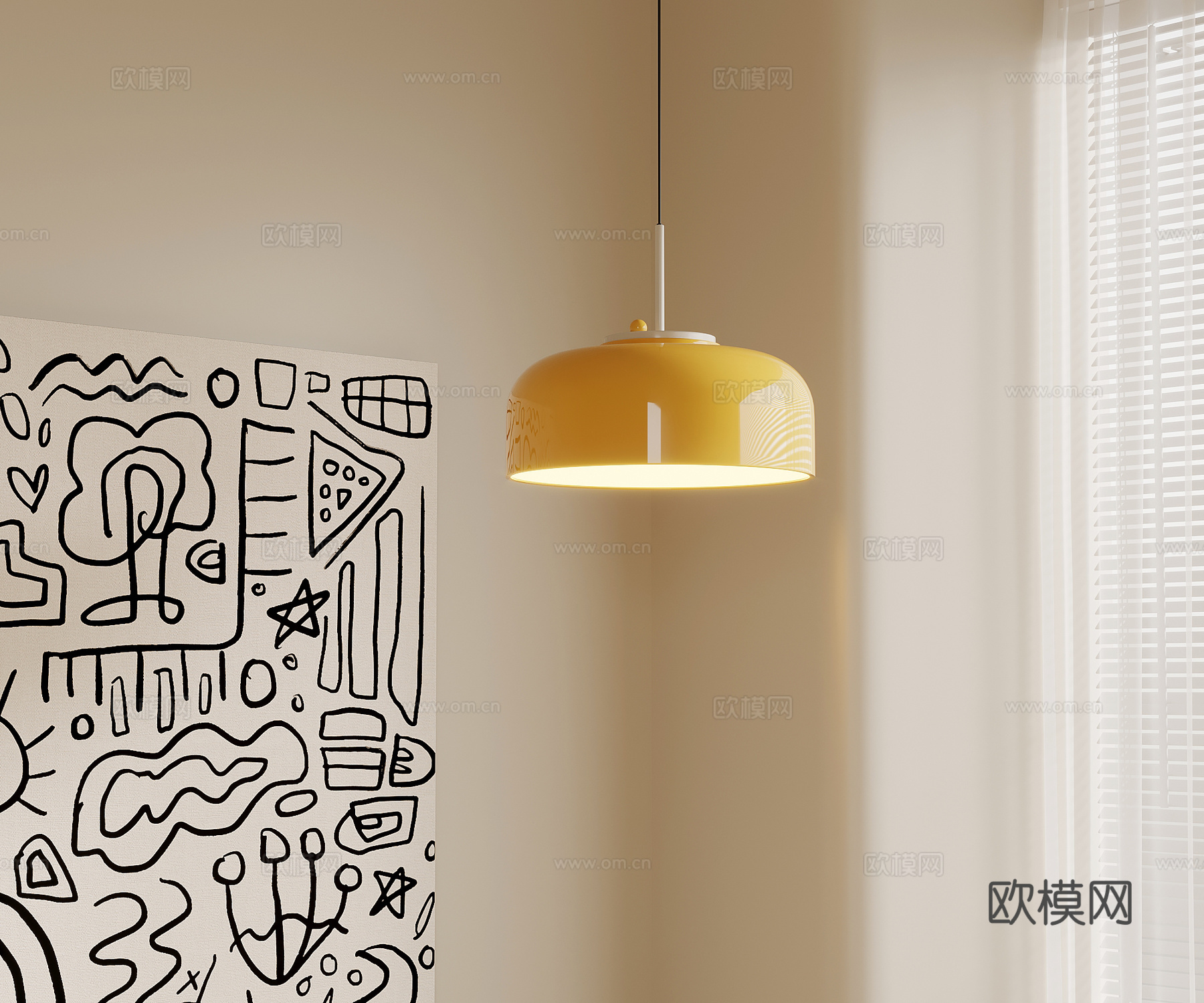 吊灯 现代奶油风吊灯 多巴胺吊灯 小吊灯3d模型
