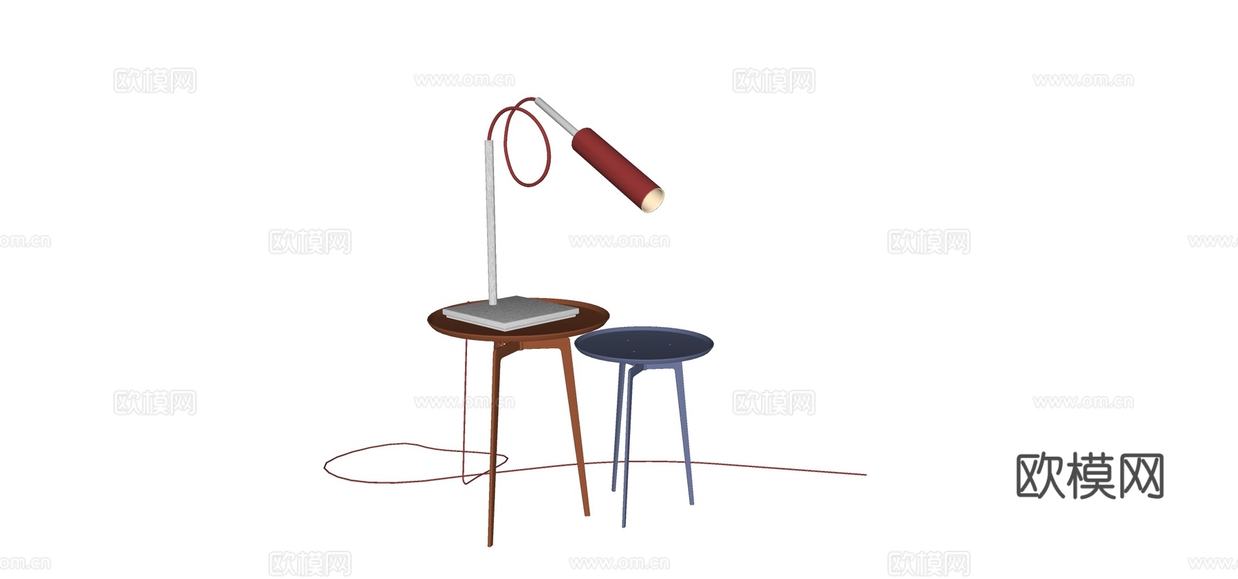 现代简约红色台灯su模型