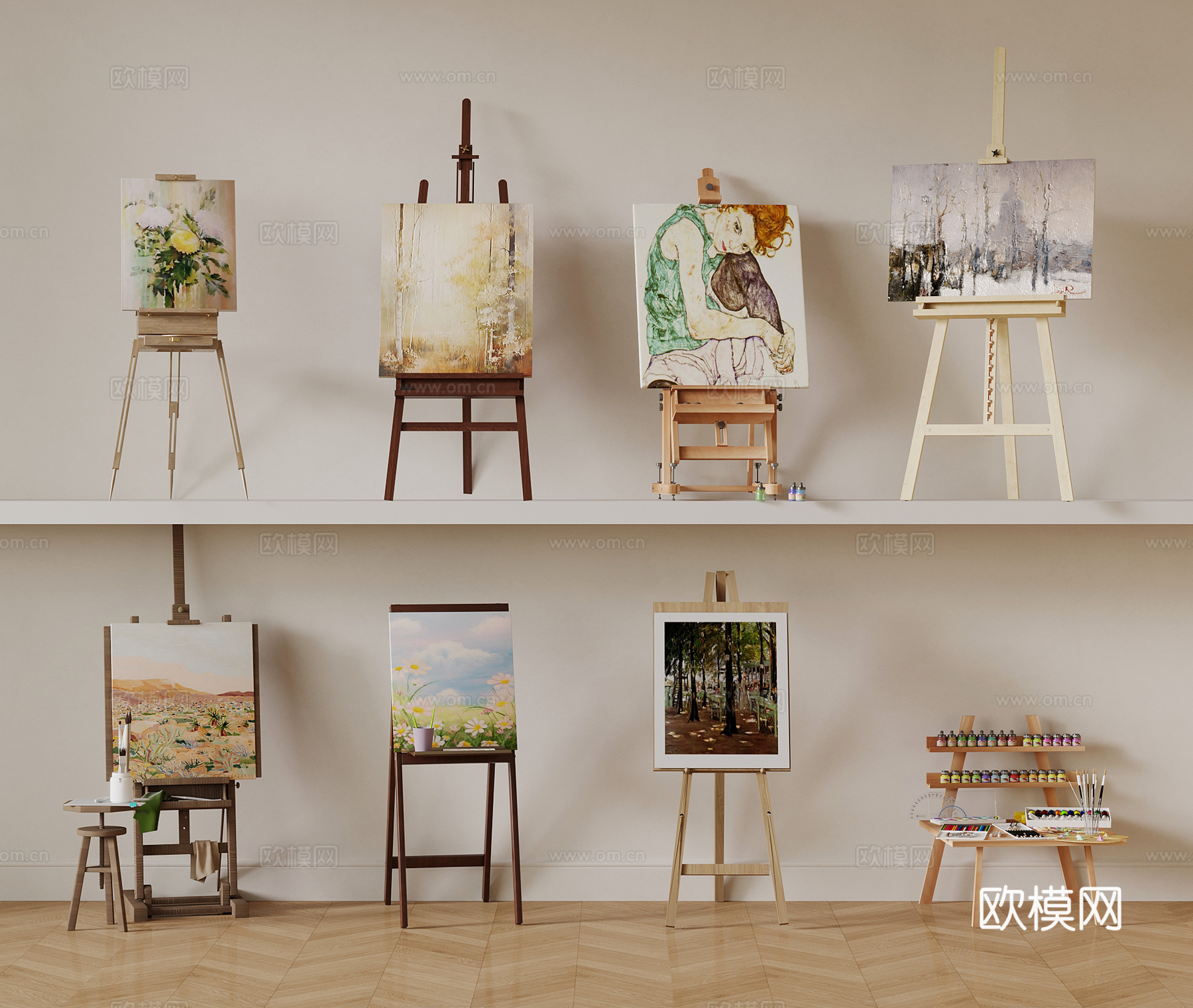 画架 现代画架 画具su模型