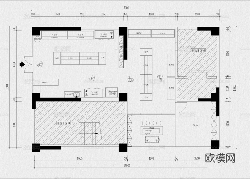 水果店 果蔬店 生鲜店 超市 水果超市 生活超市cad施工图下载(渲染图5)