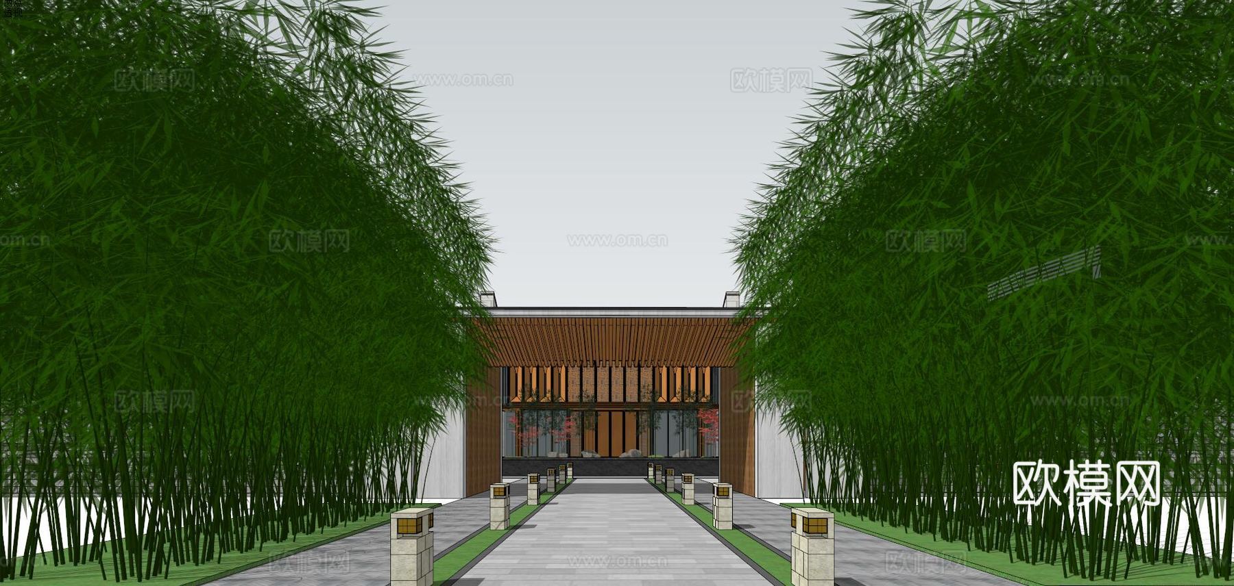 中式会所su模型