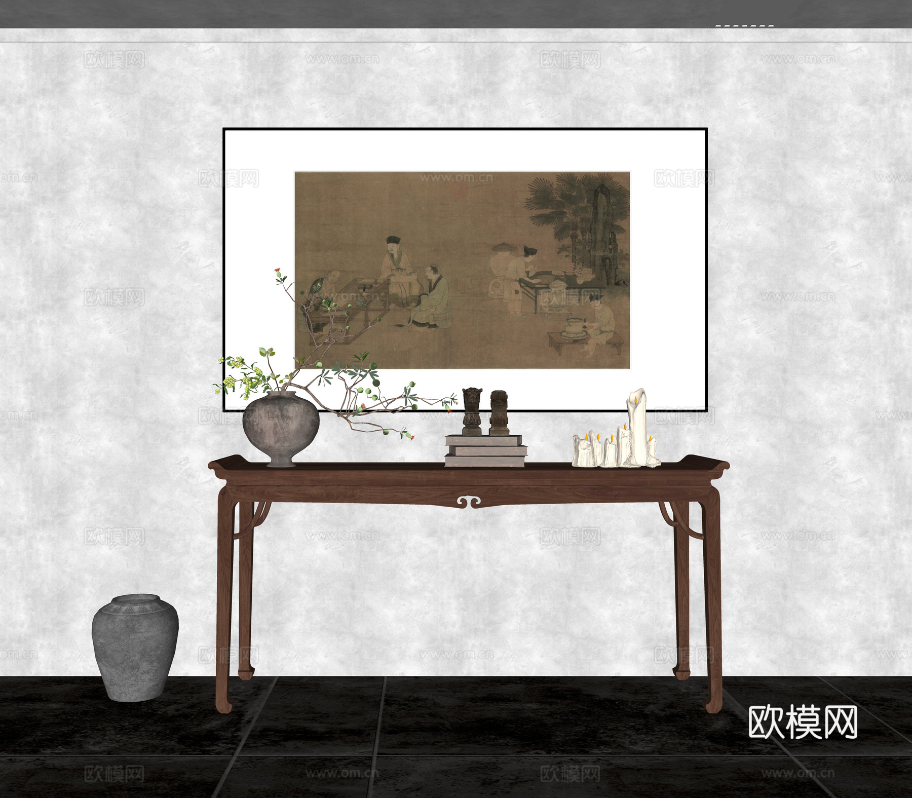 新中式条案端景su模型