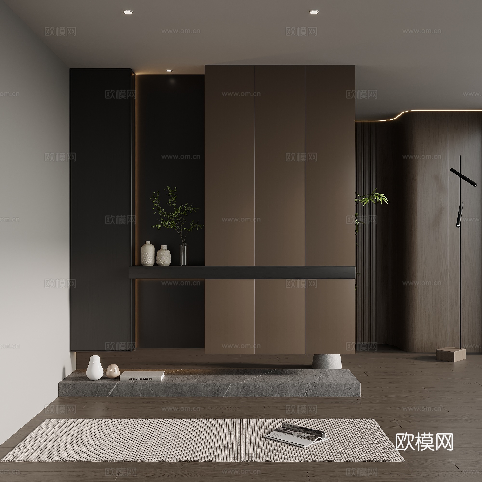 现代意式风格玄关鞋柜3d模型