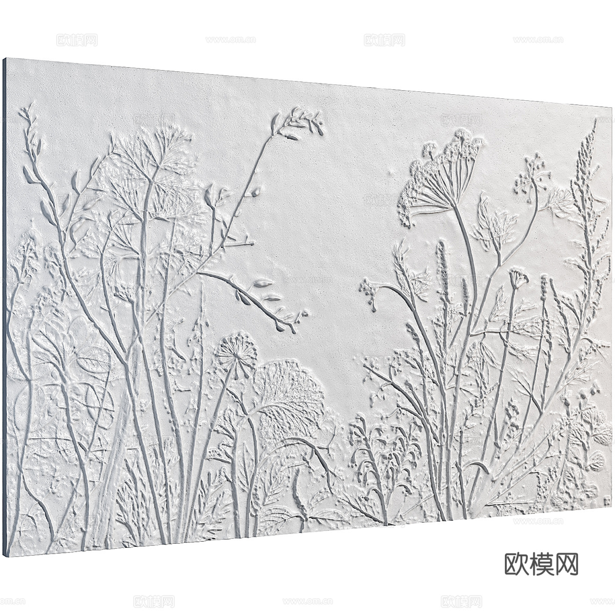 花卉石膏浅浮雕墙饰3d模型