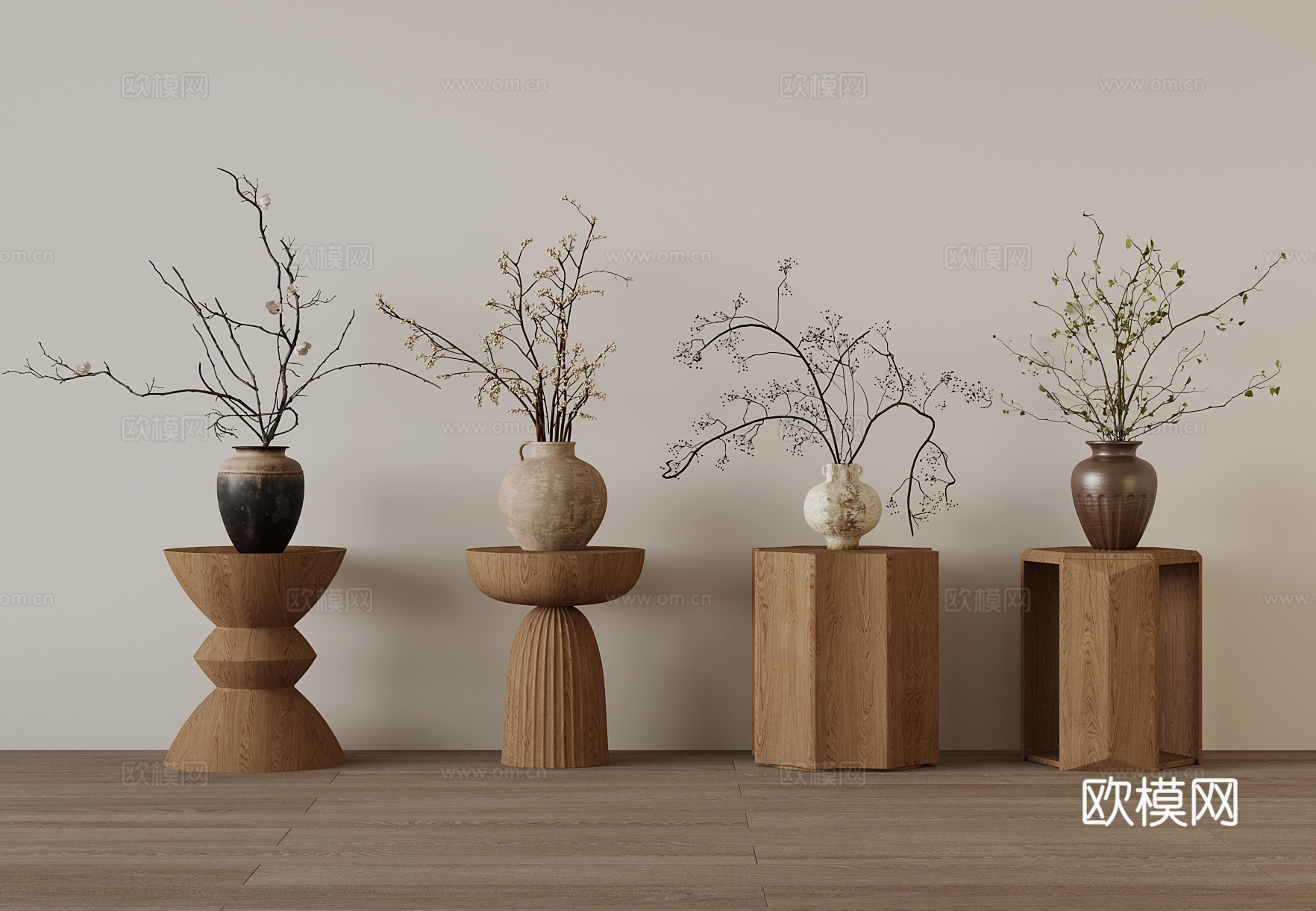 花瓶 新中式花瓶 插花 花艺 边几3d模型