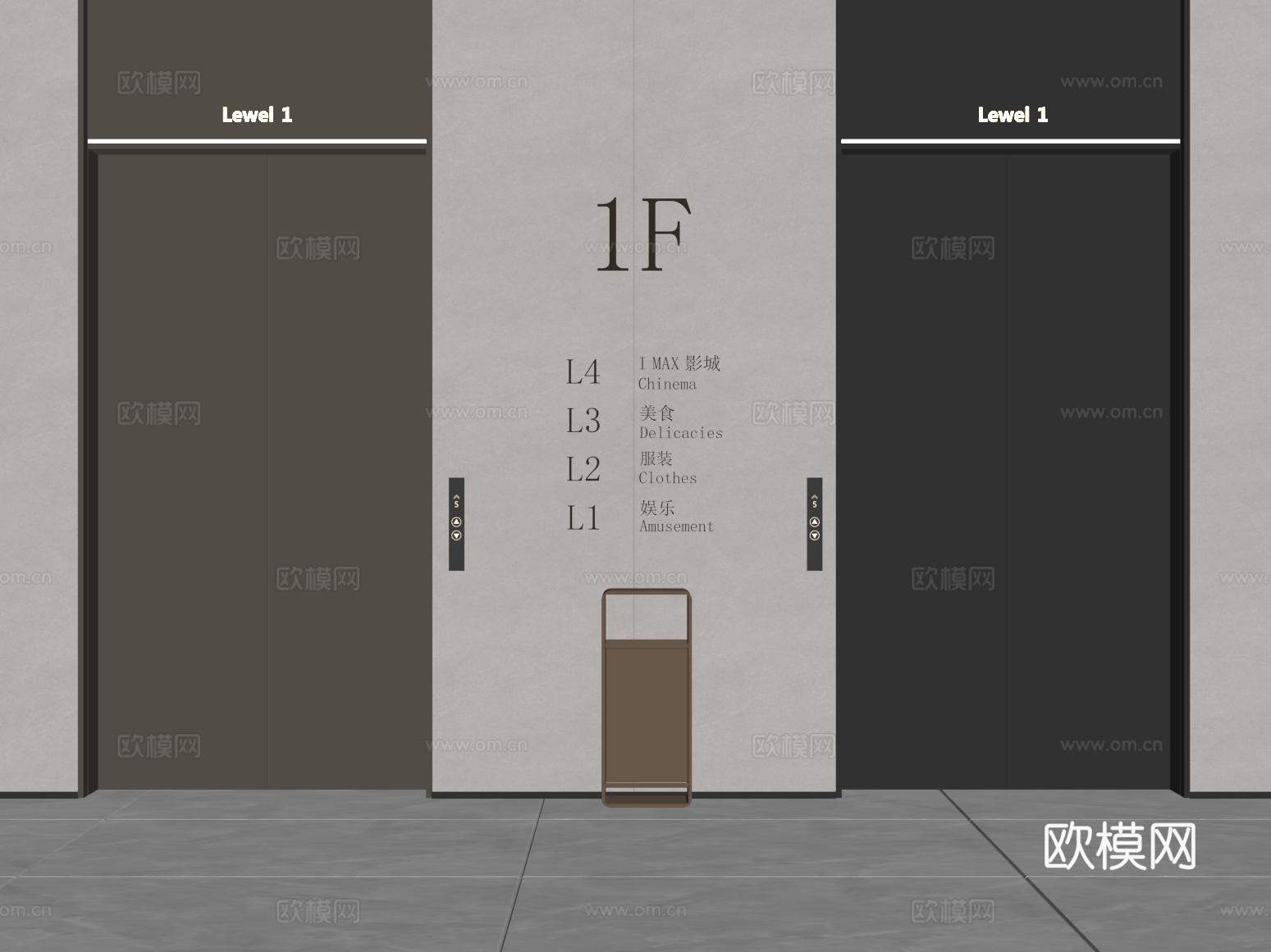 电梯 现代电梯厅 电梯间su模型