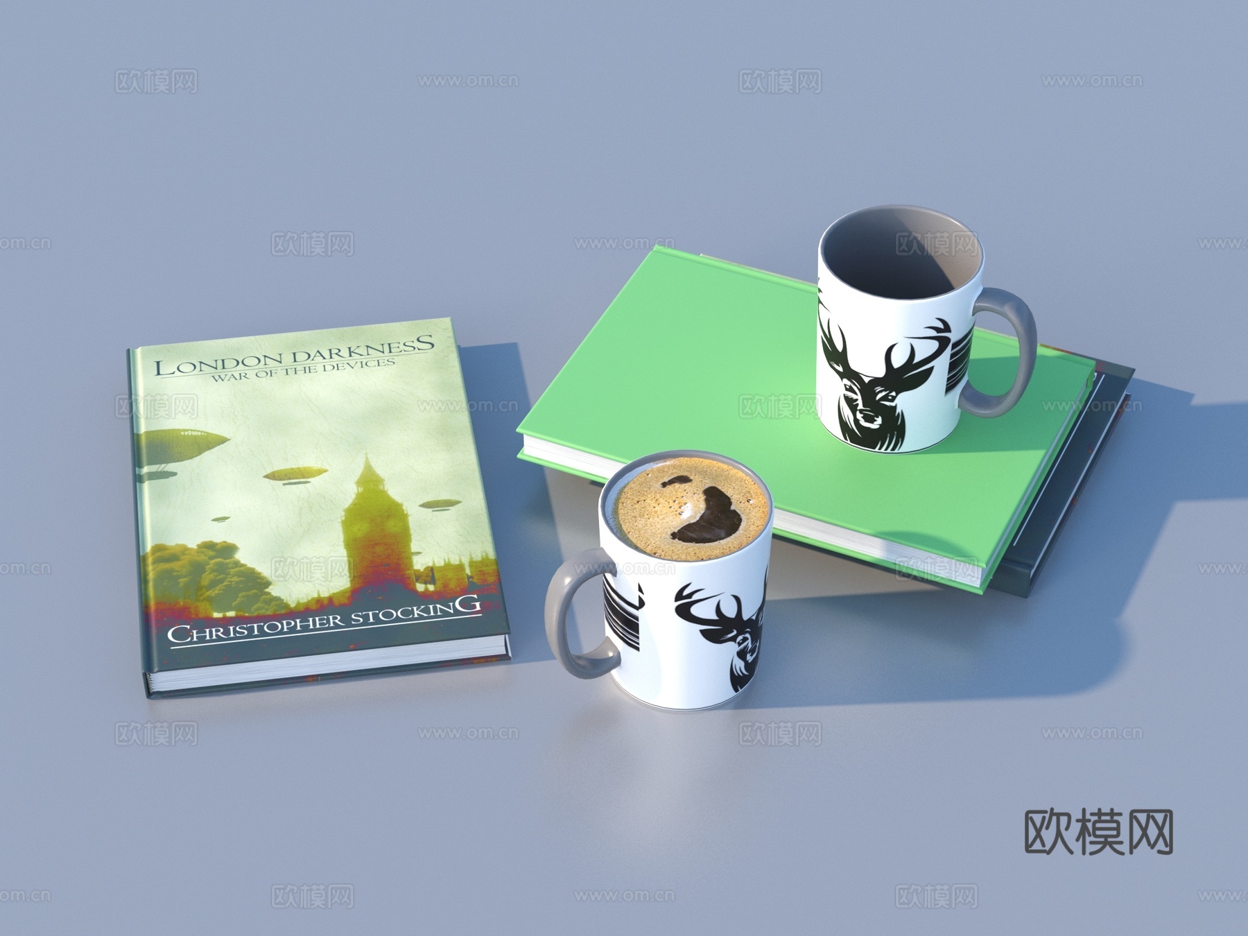 咖啡杯 饮料 书 小说 杂志 书刊3d模型
