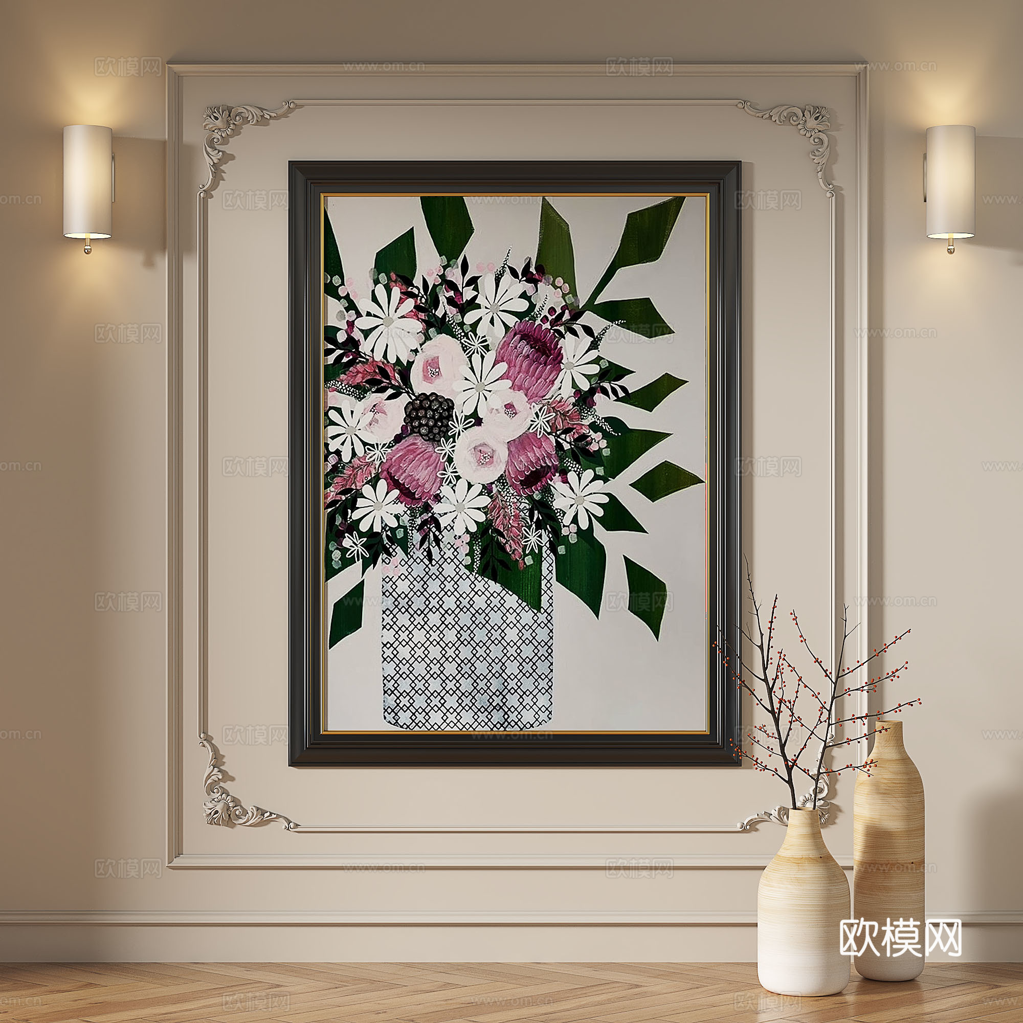现代，复古，中古，法式，轻奢，油画，装饰画3d模型