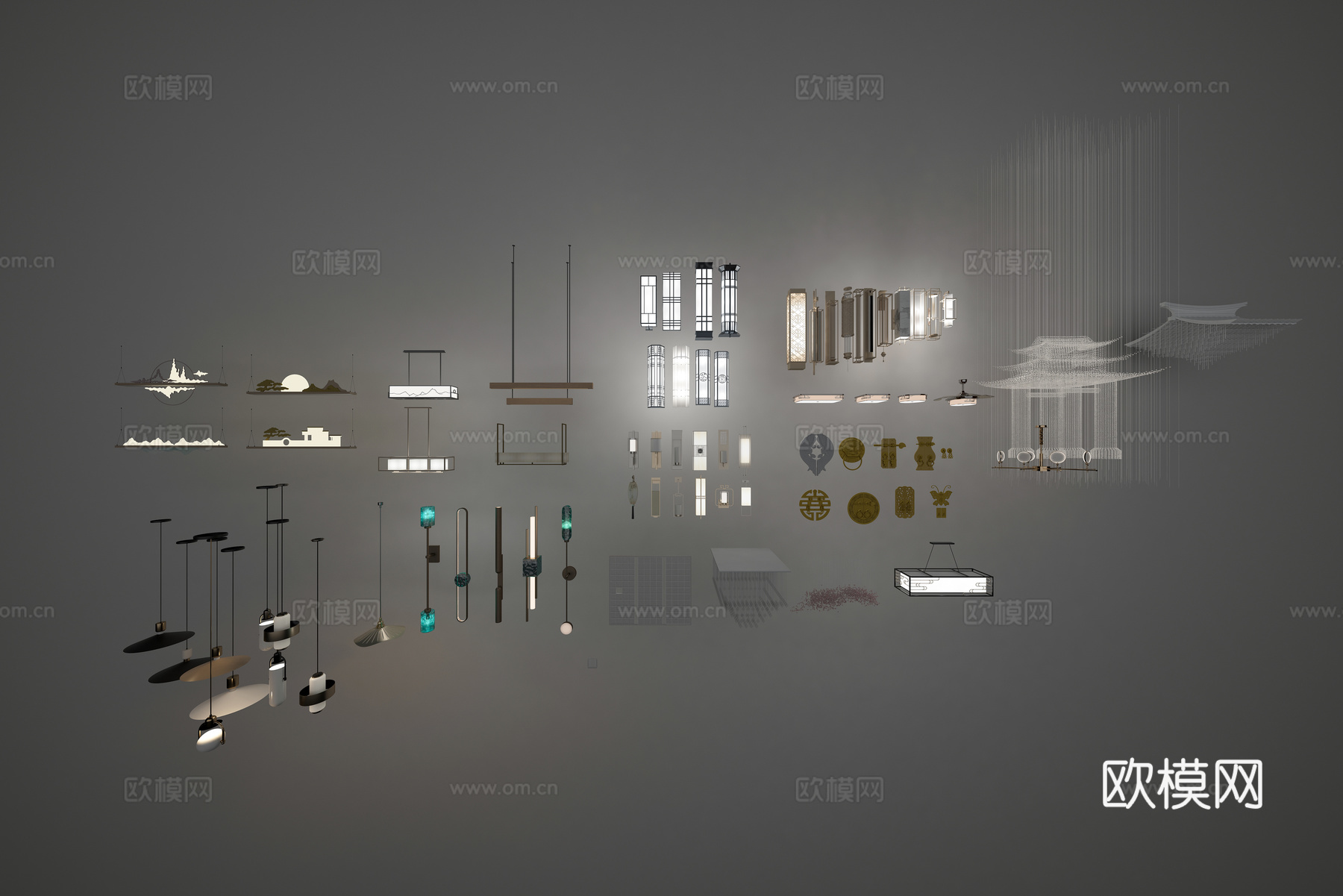 吊顶合集/新中式/现代3d模型