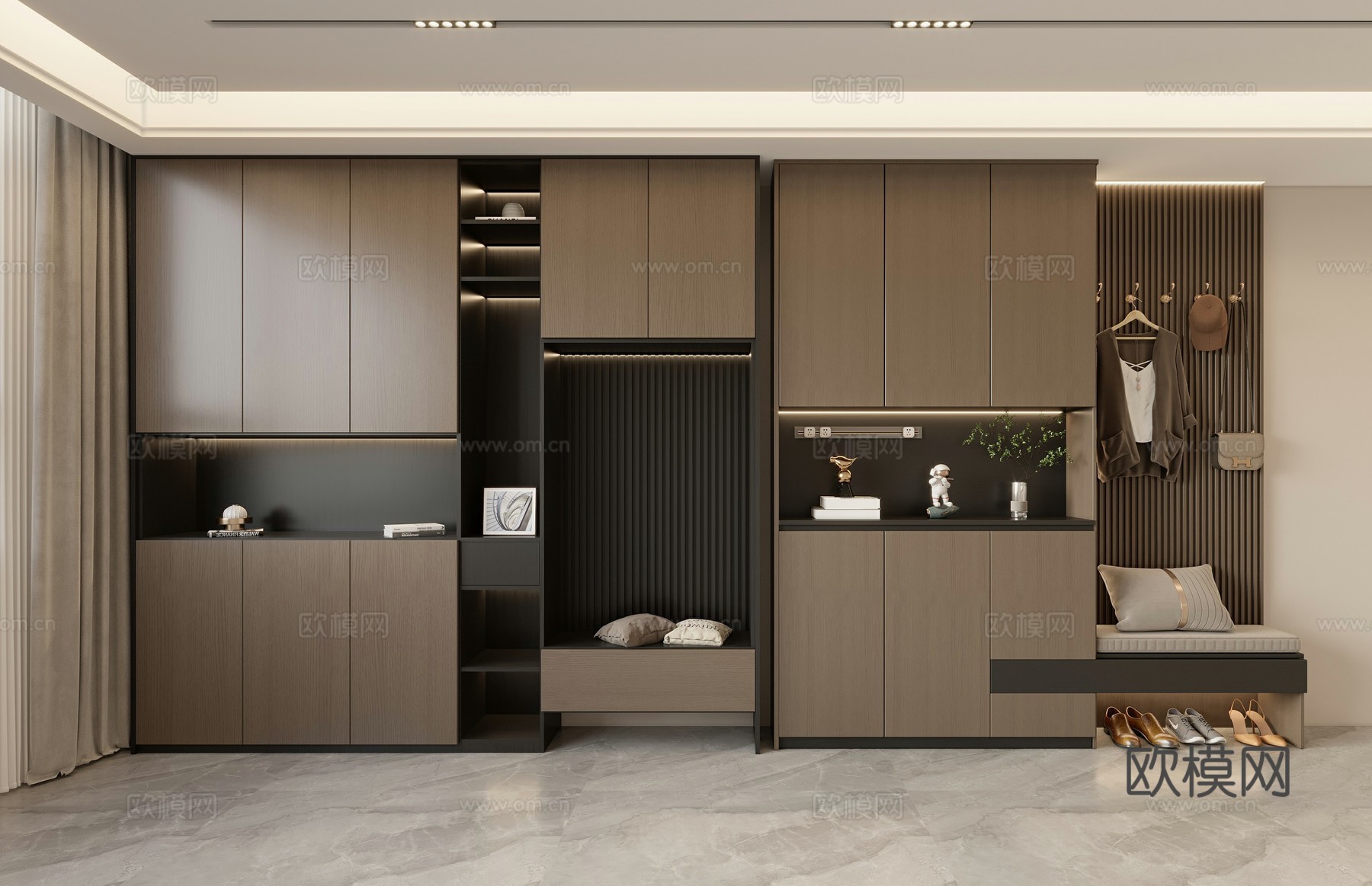 现代意式鞋柜3d模型下载