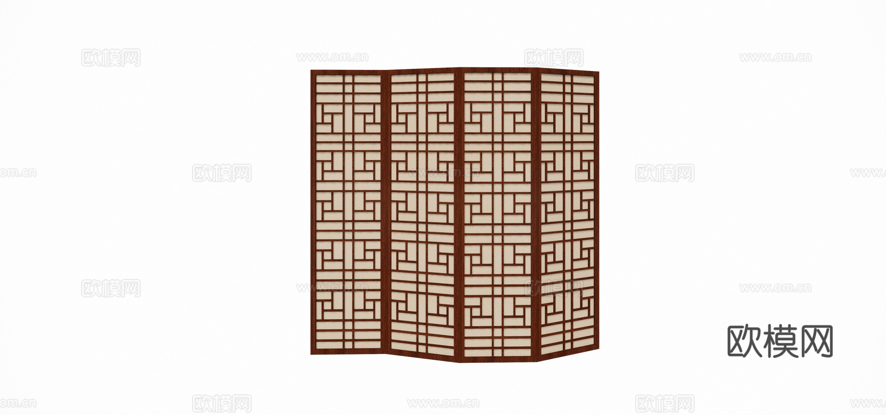现代新中式木质屏风su模型