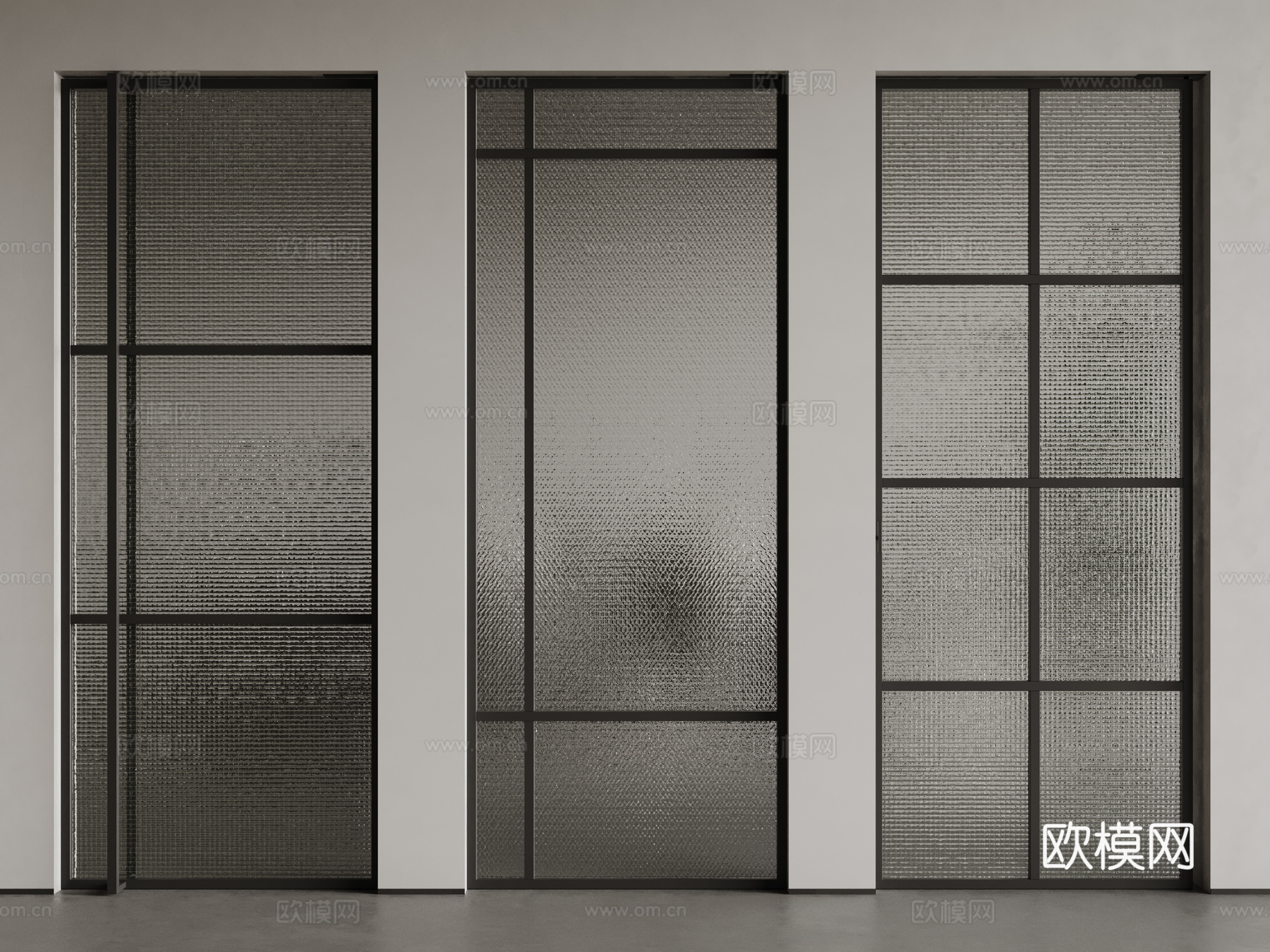 现代单开玻璃门 卫浴玻璃门 厨卫玻璃门3d模型