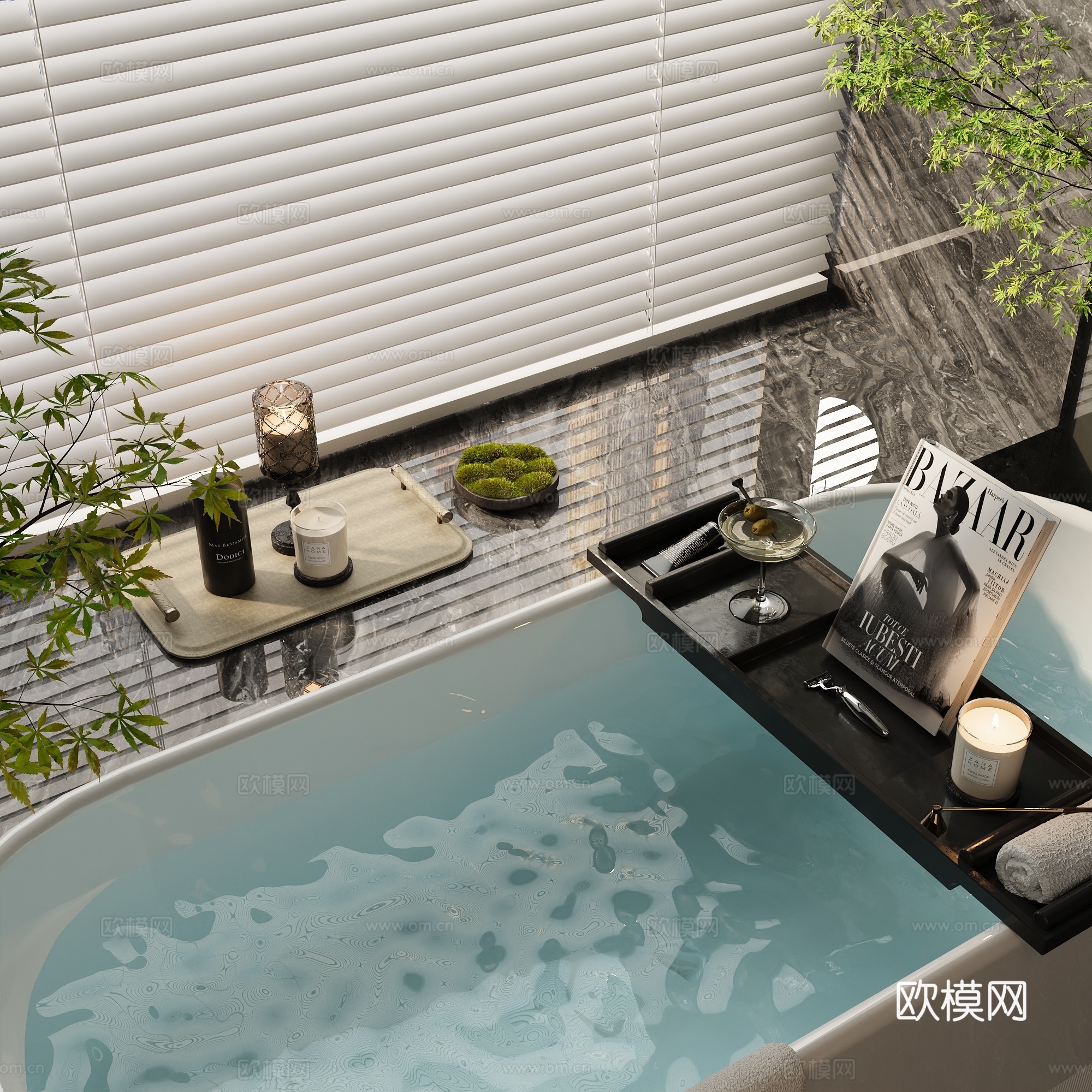 洗浴用品 浴缸 香氛 沐浴露 浴巾su模型