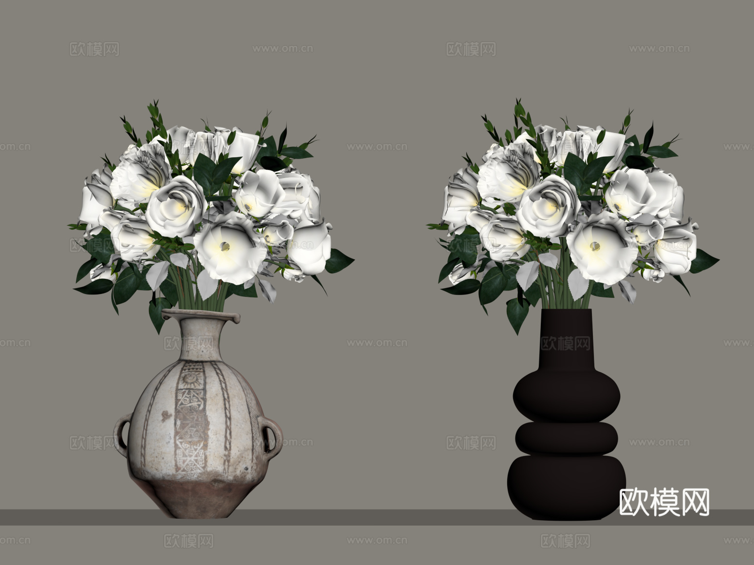 法式花瓶花艺 中古风花瓶花艺su模型