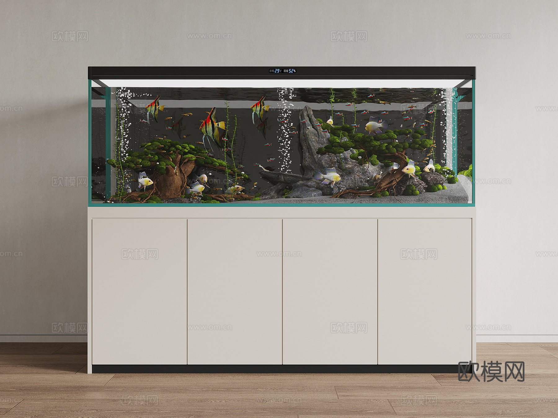 鱼缸 现代简约鱼缸 水族鱼缸su模型