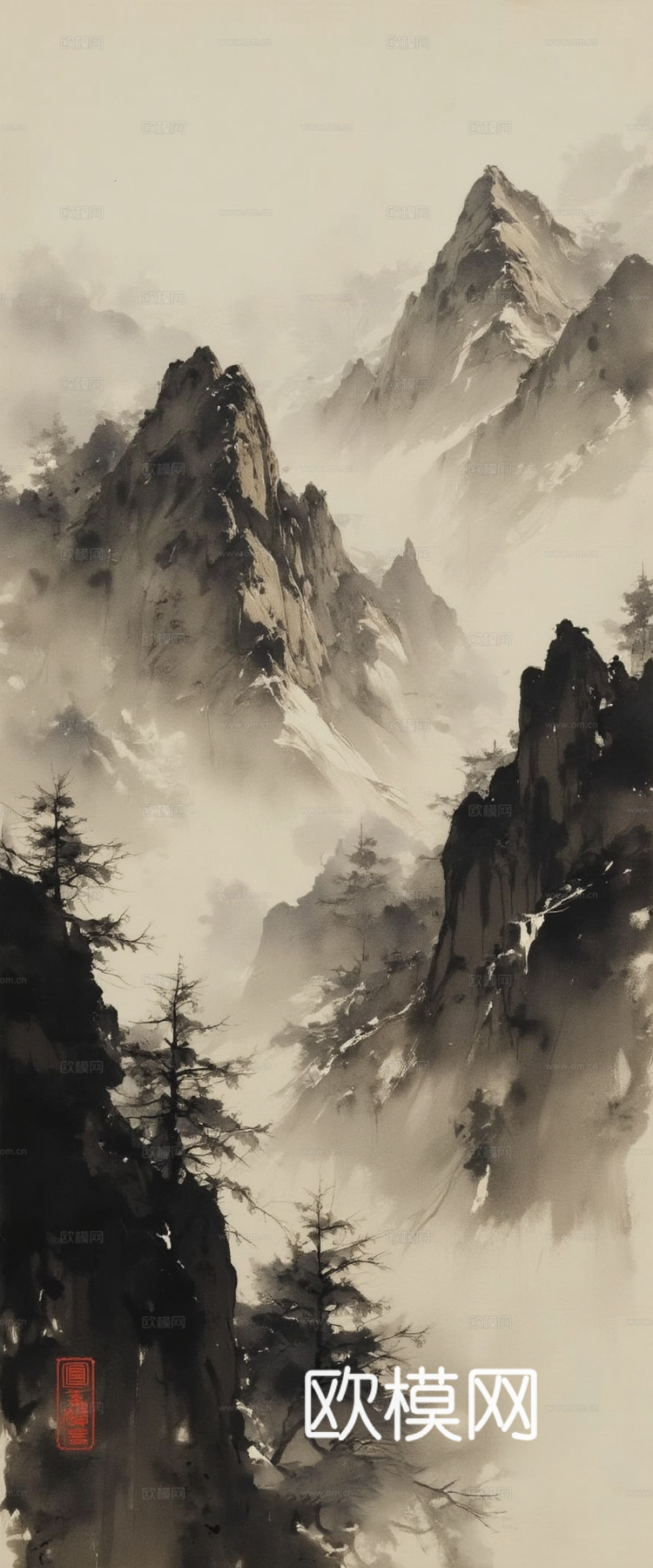 新中式水墨山水挂画 中国画