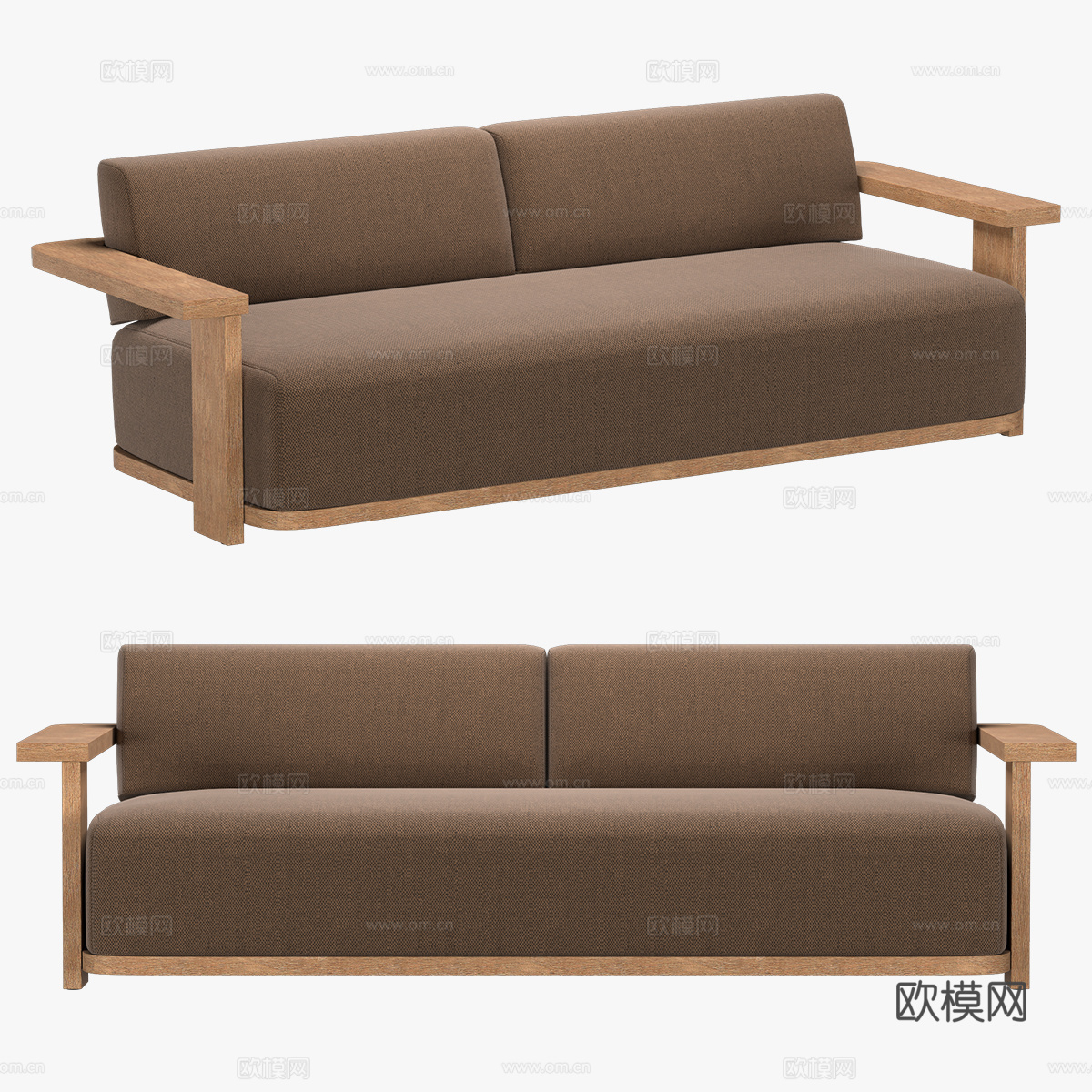 新中式 TAVIRA 木质布艺休闲沙发3d模型