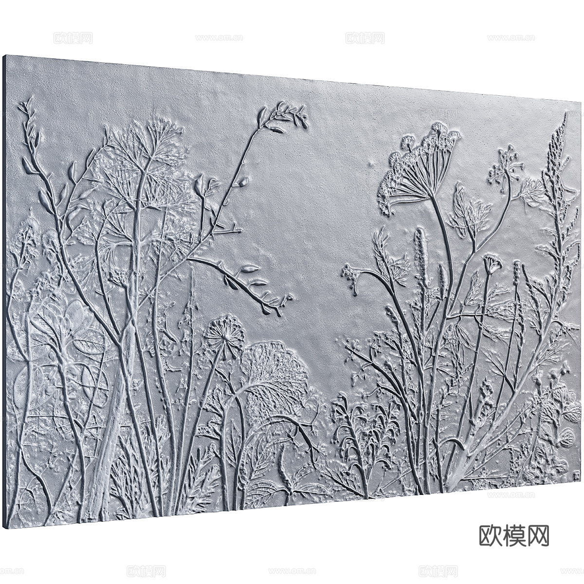 花卉石膏浅浮雕墙饰3d模型