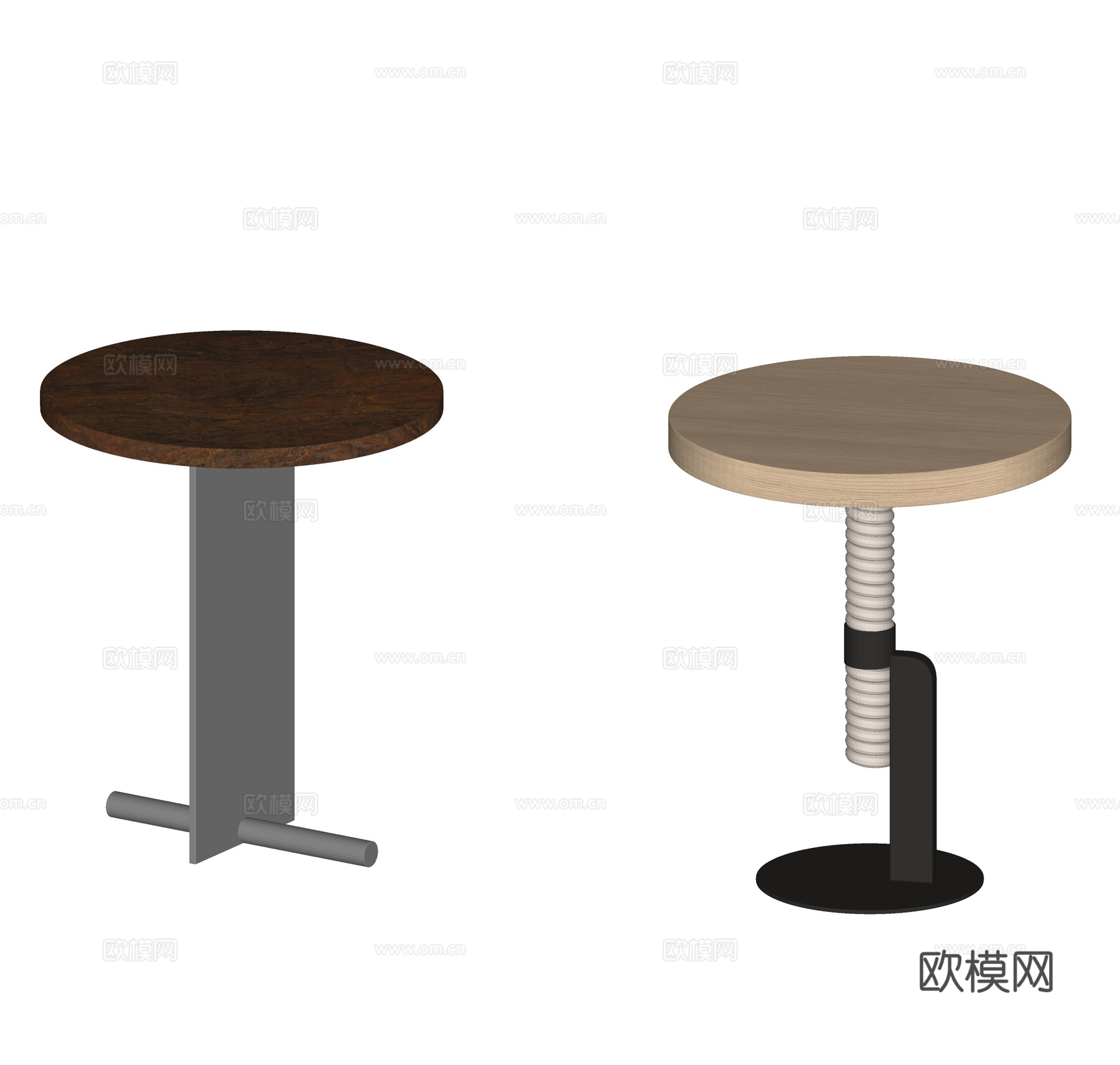 现代复古边几 角几 茶几 可升降边几 圆几 几类 沙发边几su模型