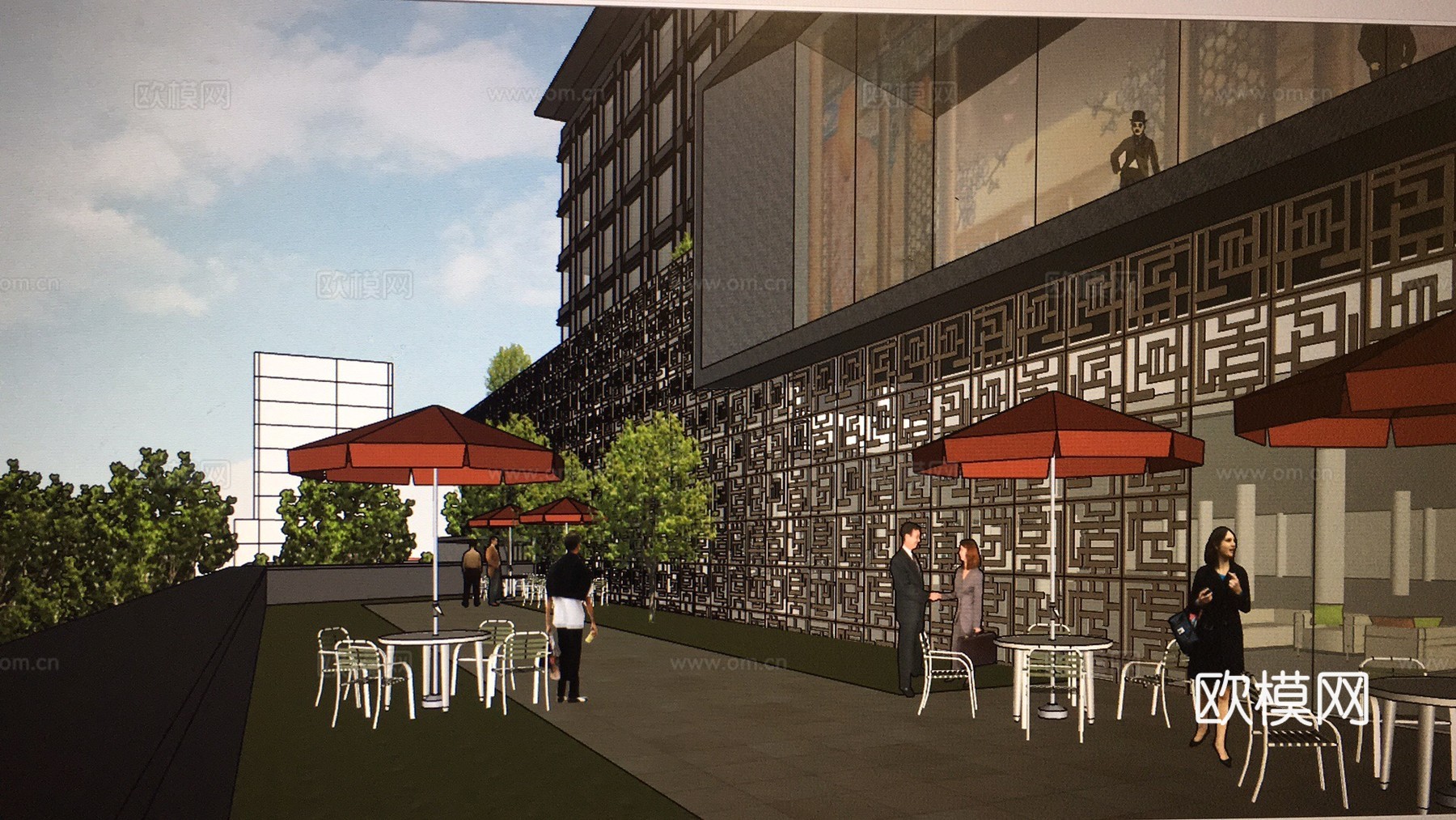 公建酒店中式高层方案su模型