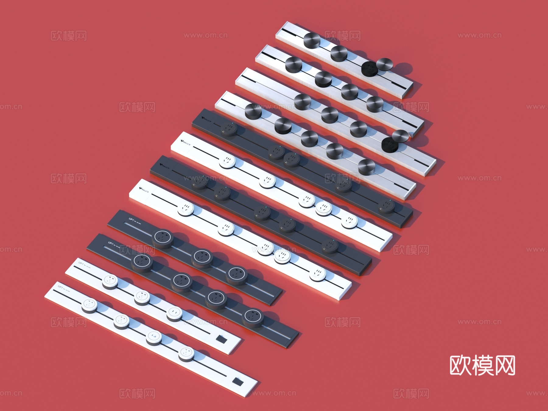 移动插座 开关 插座 面板3d模型