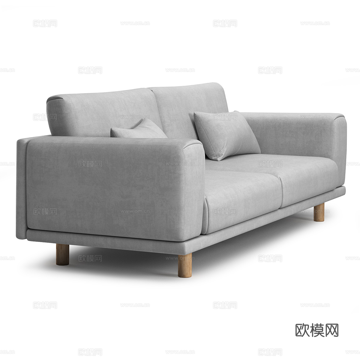 现代北欧双人布艺休闲沙发3d模型