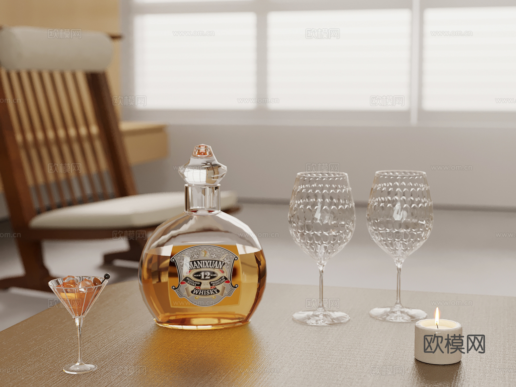 酒水 现代酒水 水杯 玻璃杯 洋酒su模型