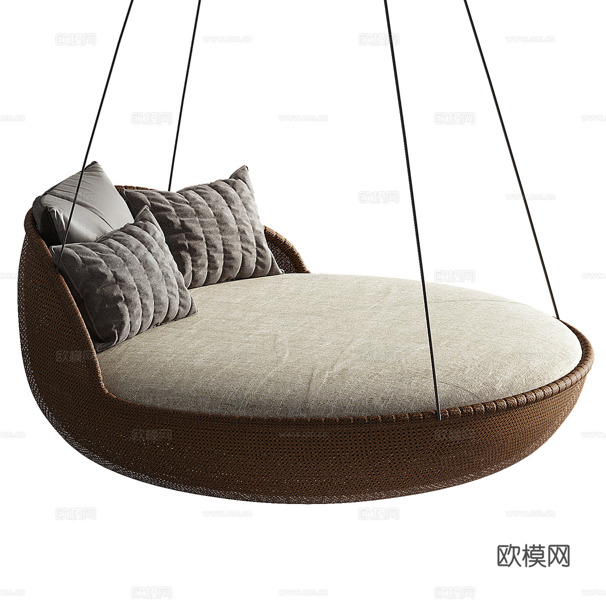 新中式藤编吊椅 秋千椅 吊床3d模型