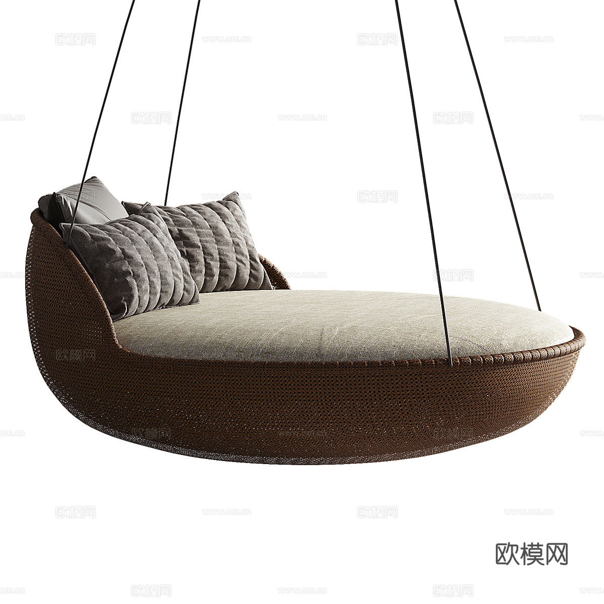 新中式藤编吊椅 秋千椅 吊床3d模型