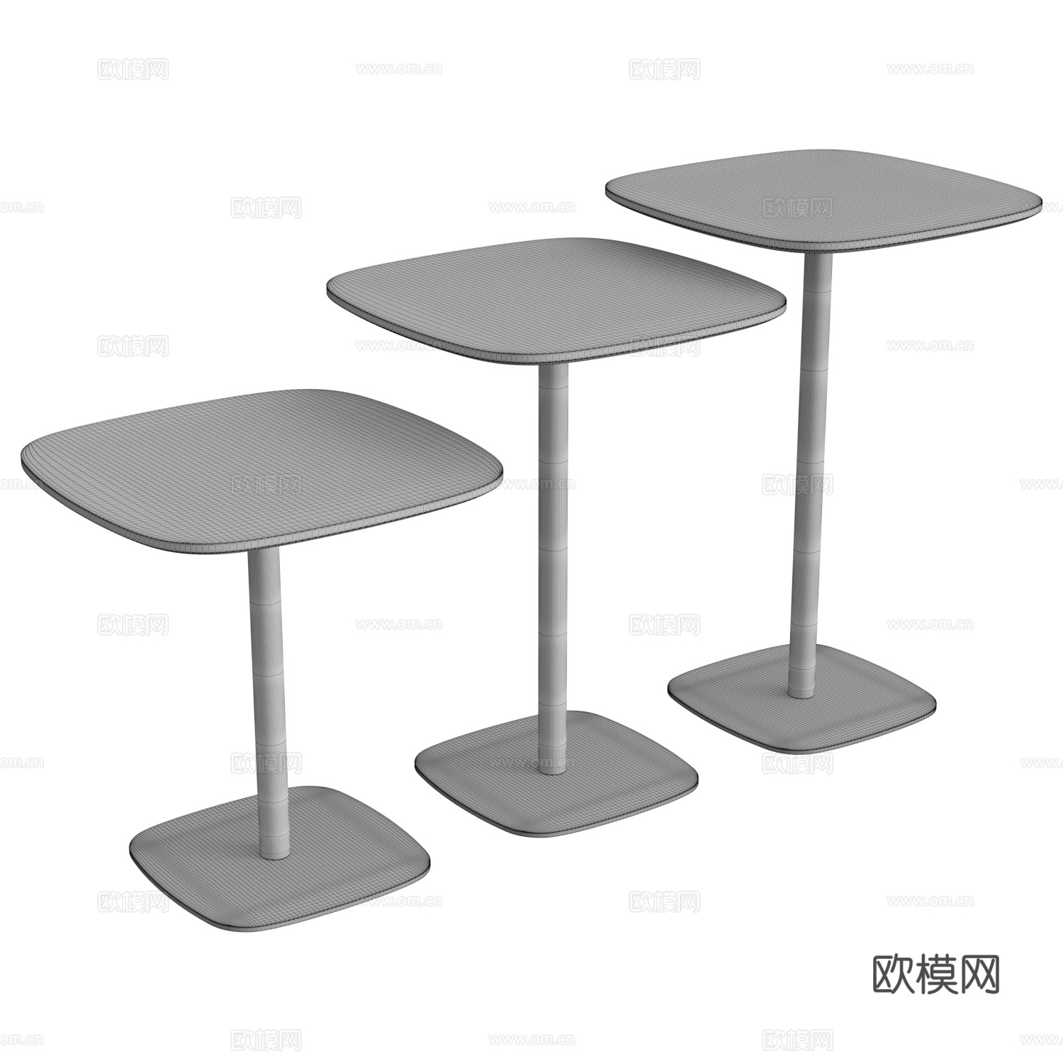 现代意式极简金属边几3d模型