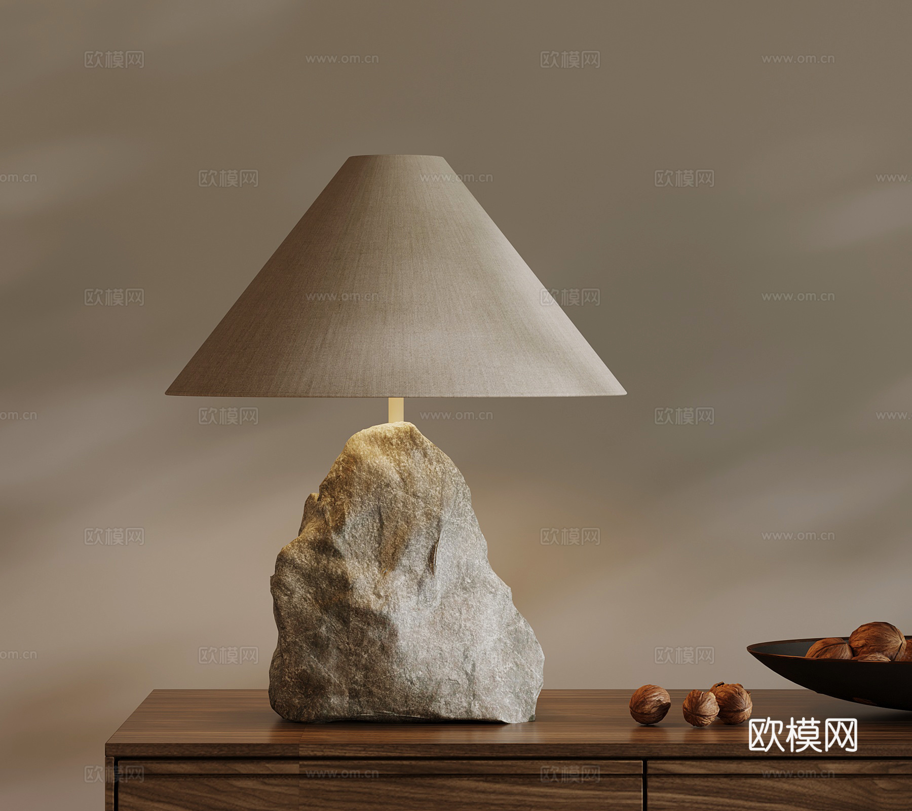 台灯 诧寂风石头台灯 艺术台灯su模型