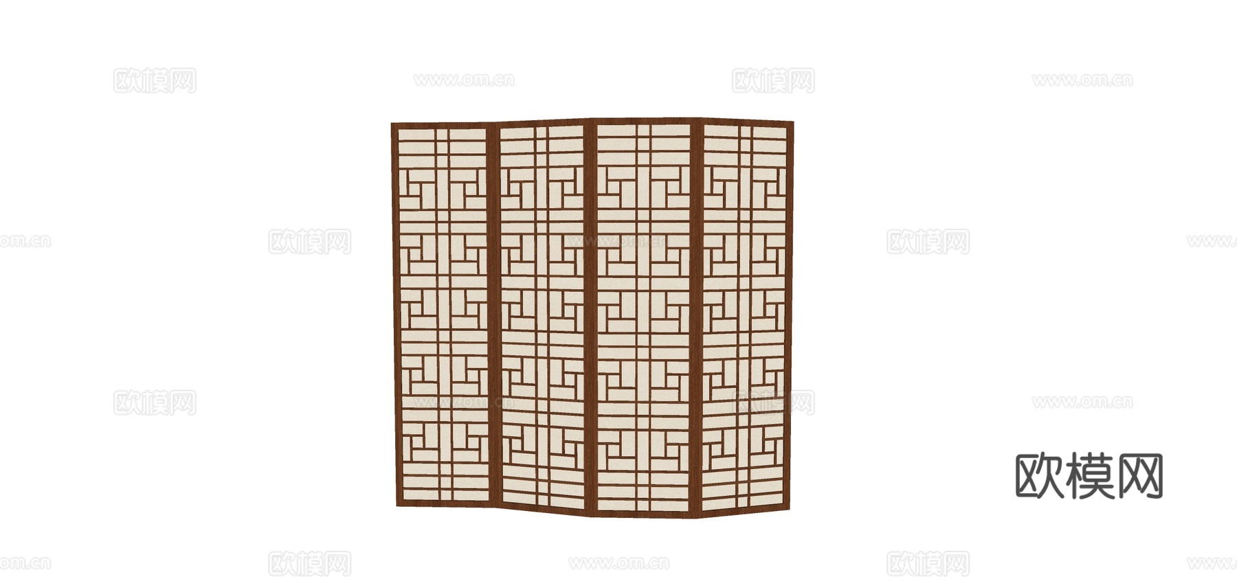现代新中式木质屏风su模型