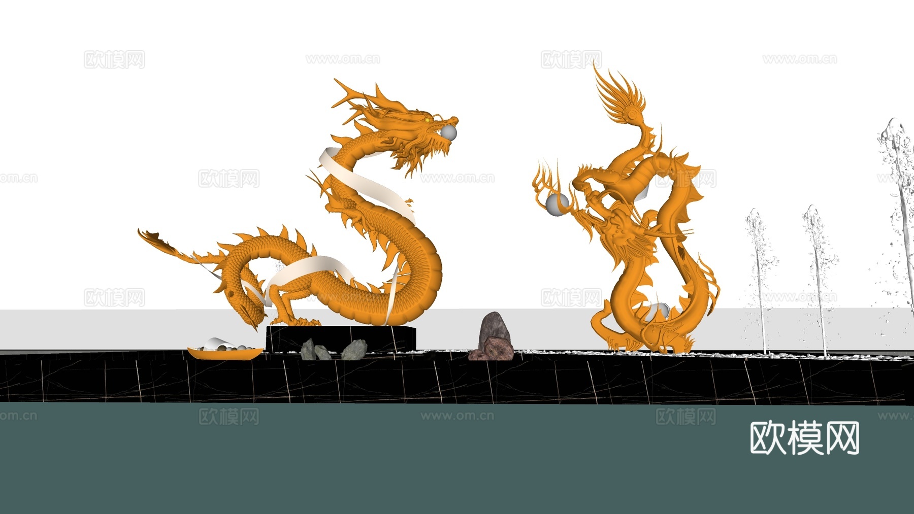 现代龙形雕塑 巨龙雕塑 雕塑小品su模型
