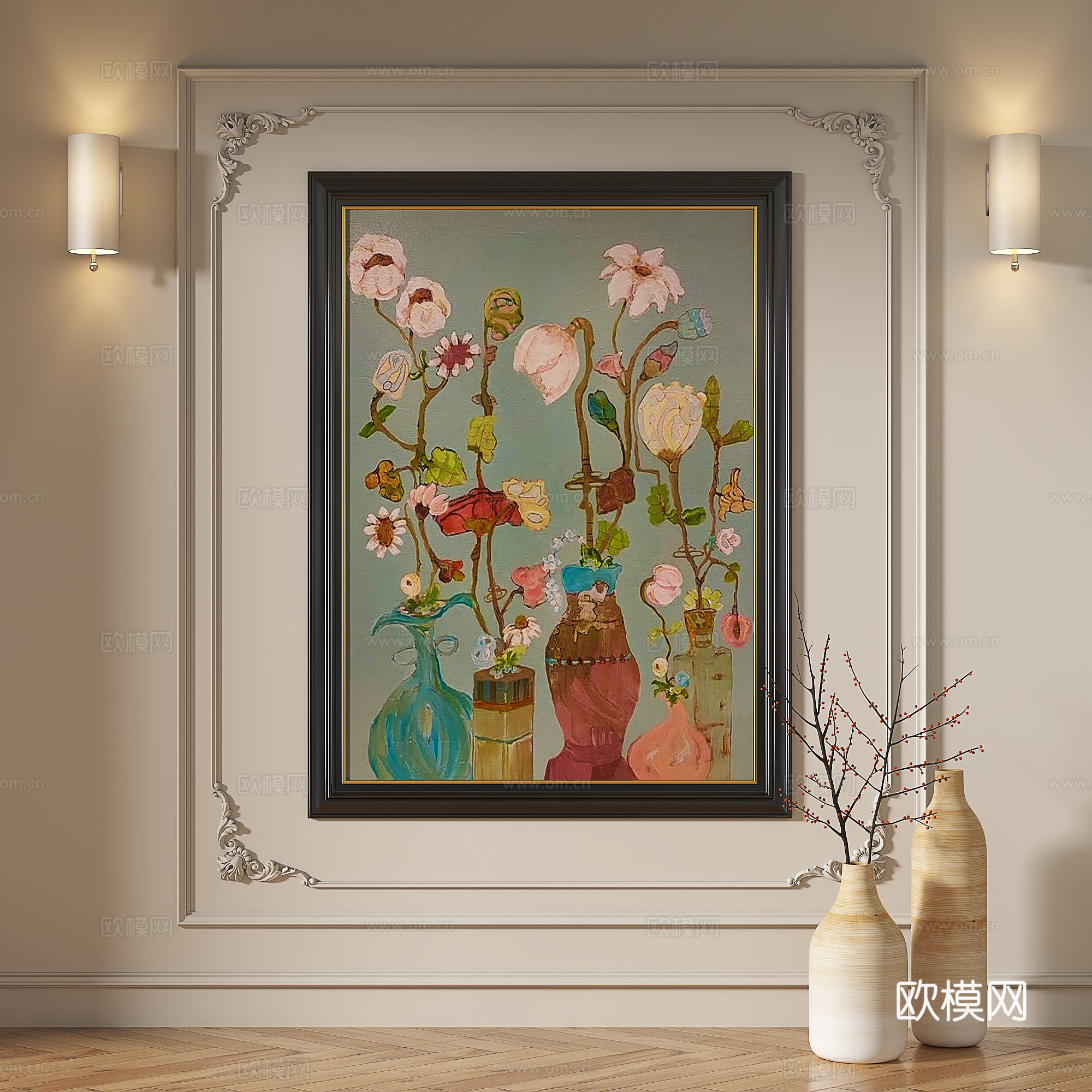 现代，复古，中古，法式，轻奢，油画，装饰画3d模型