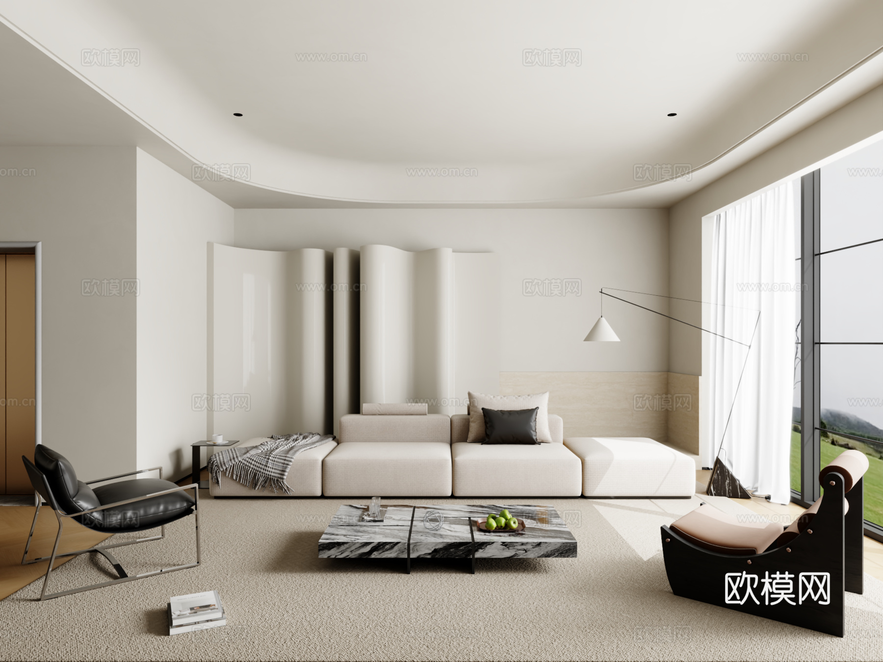 现代沙发组合 茶几 地毯3d模型