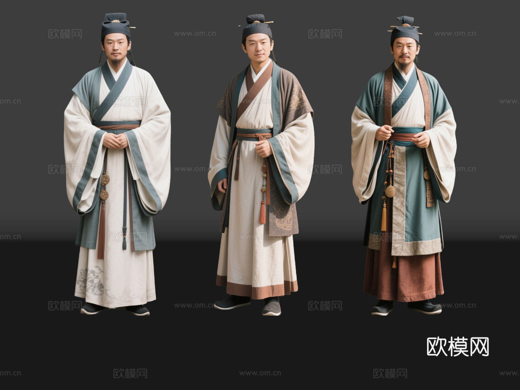 2D古装人物 古代掌柜 账房先生 古装男子 影视剧角色su模型
